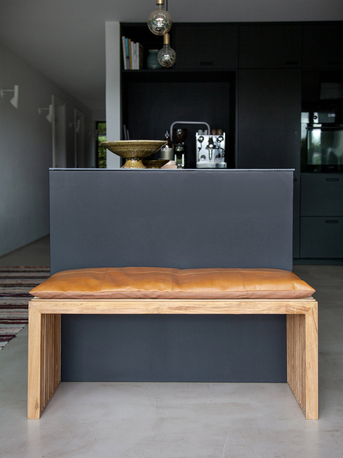 Rib Teak Wood Bench