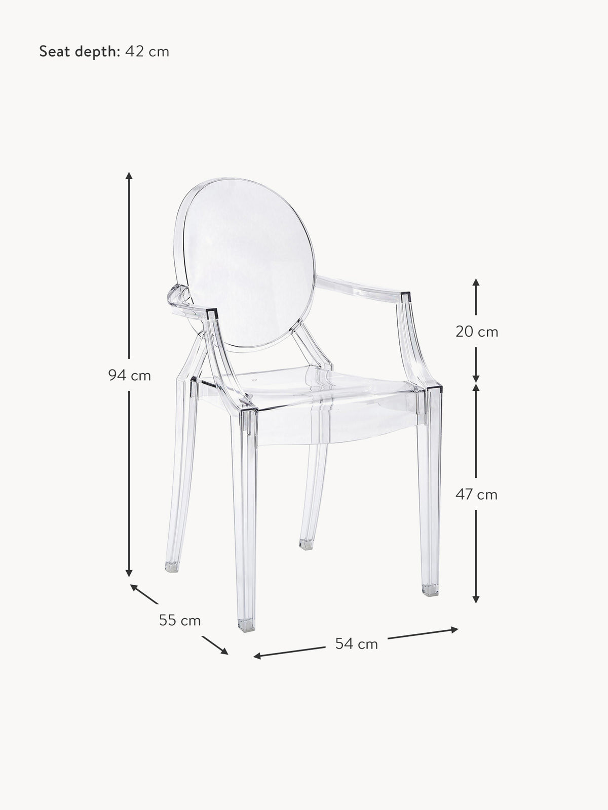 Ghost Design Dining Chair Louis with Armrests