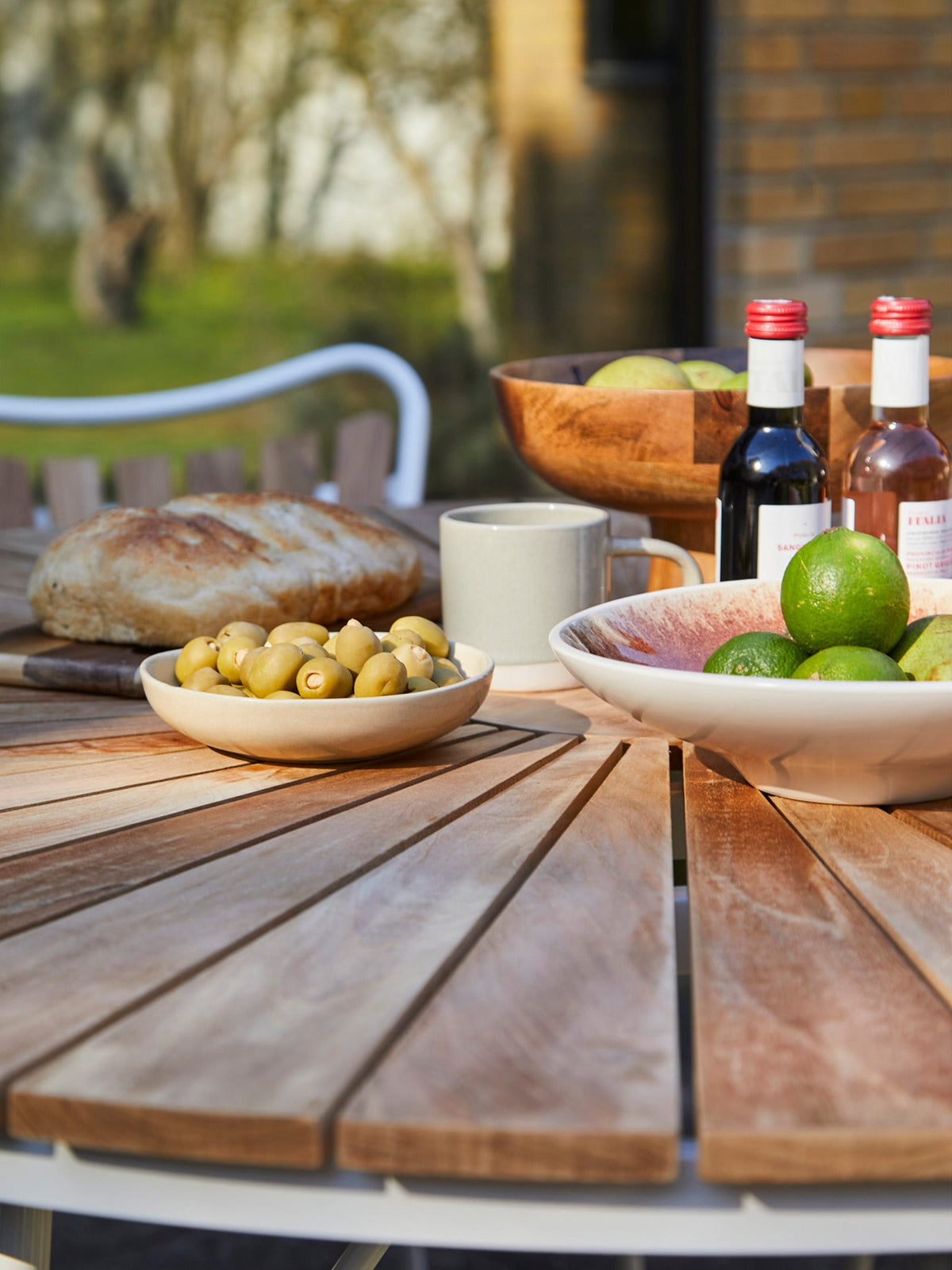 Ellen Round Garden Table with Teak Wood Top, Various Sizes