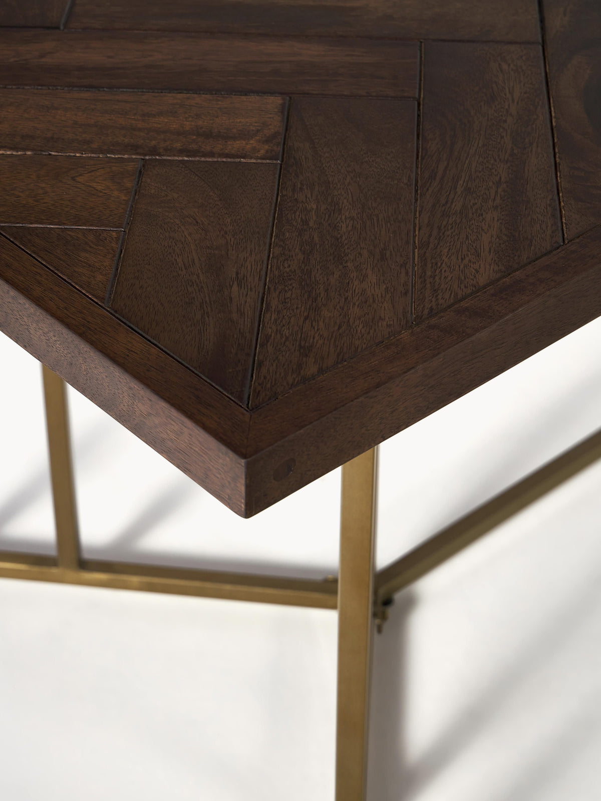 Luca Mango Wood Dining Table with Herringbone Pattern, in various sizes