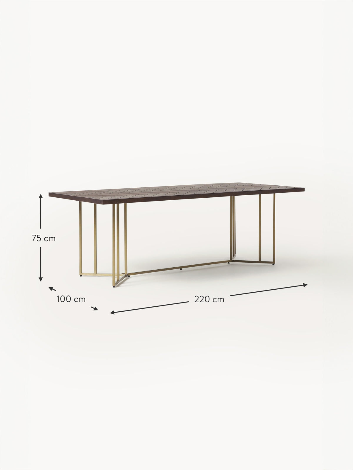 Luca Mango Wood Dining Table with Herringbone Pattern, in various sizes