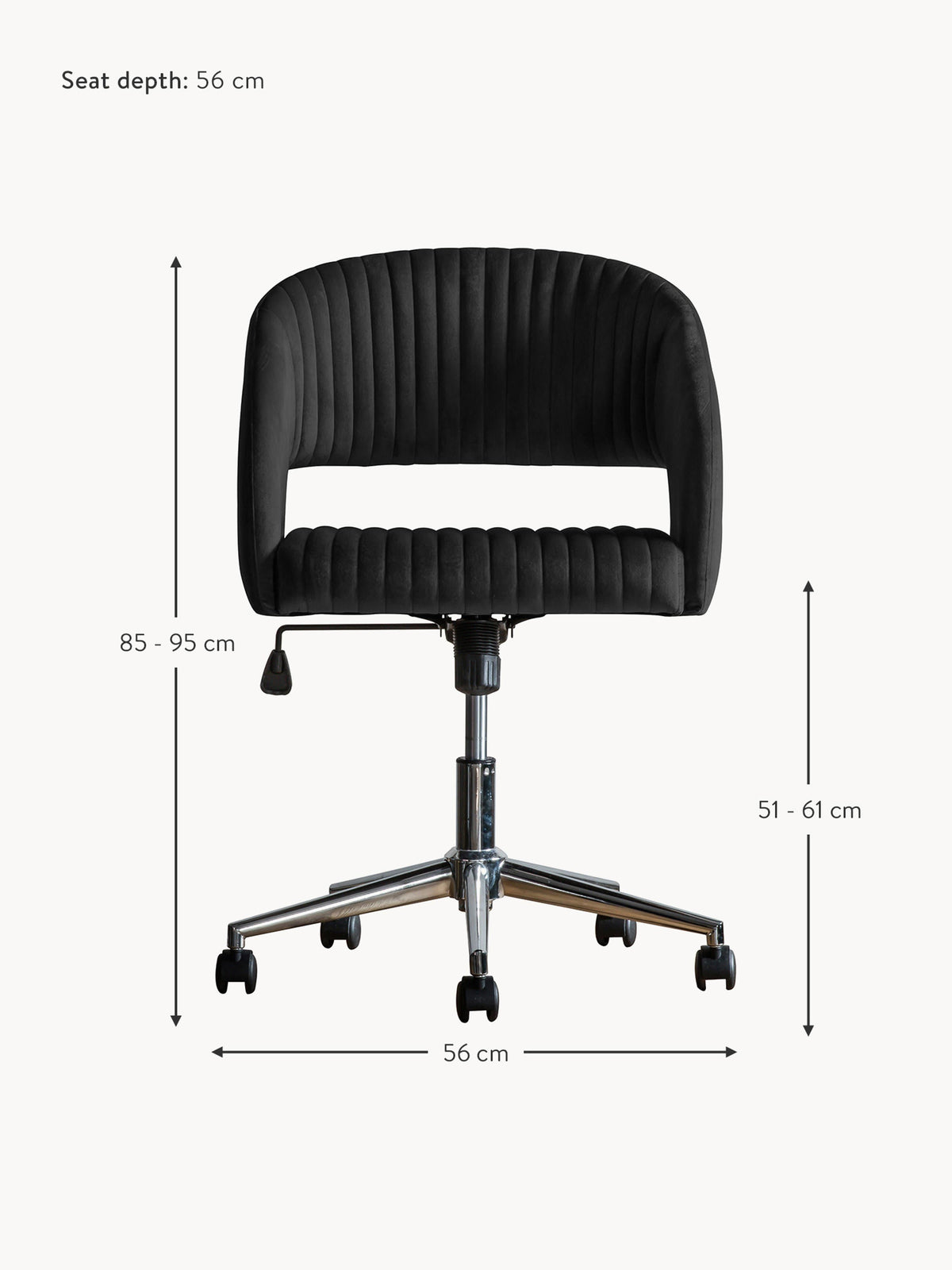 Murray Velvet Desk Chair, Adjustable Height