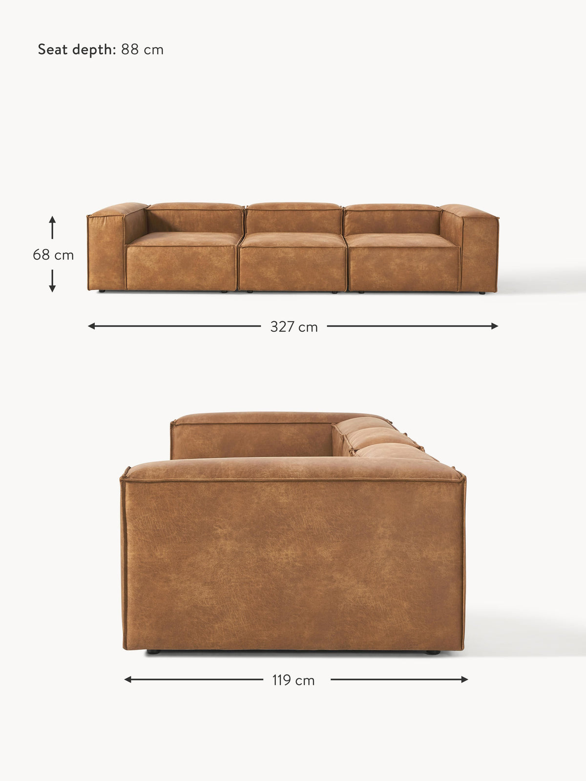 Lennon Modular Leather Sofa (4-seater)