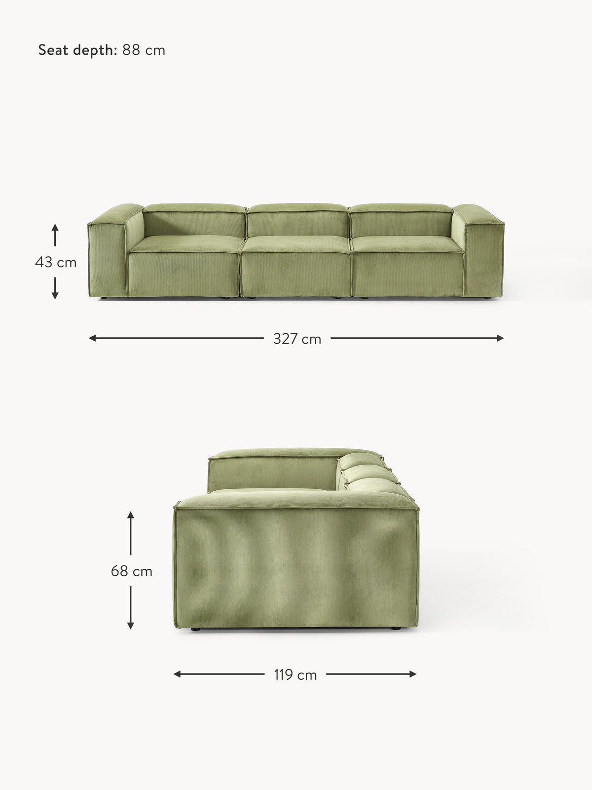 Lennon Corduroy Modular Sofa (4-seater)