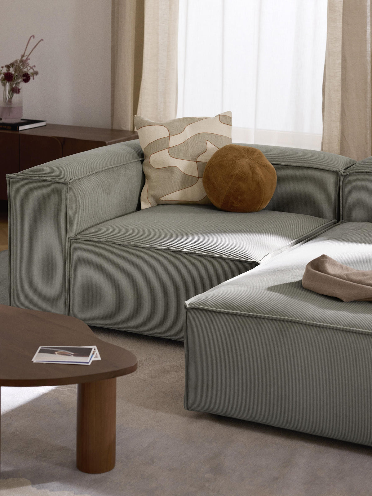 Lennon Corduroy Modular Corner Sofa (3-seater)