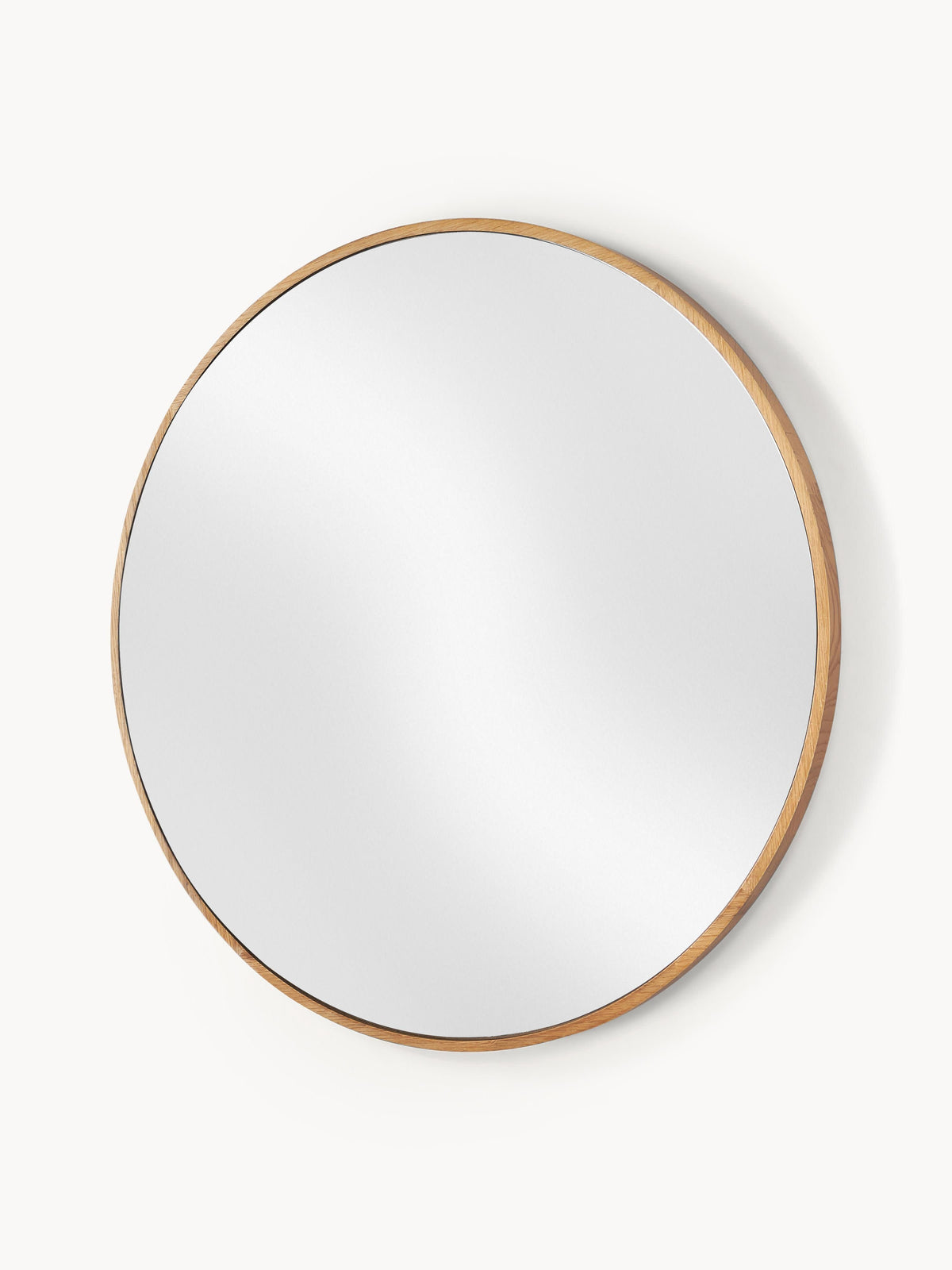 Avery Round Wall Mirror with Oak Wood Frame