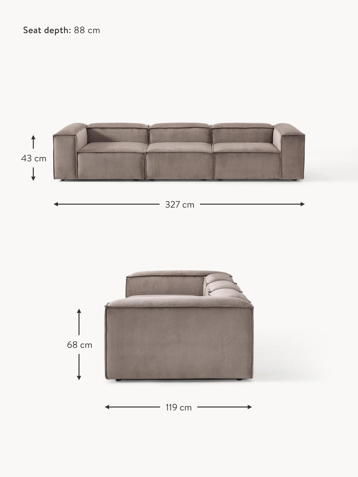Lennon Corduroy Modular Sofa (4-seater)