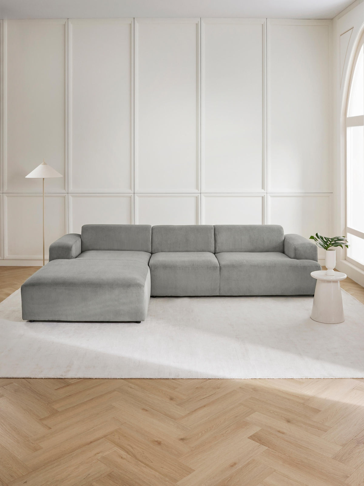 Melva Corduroy Corner Sofa (4-seater)