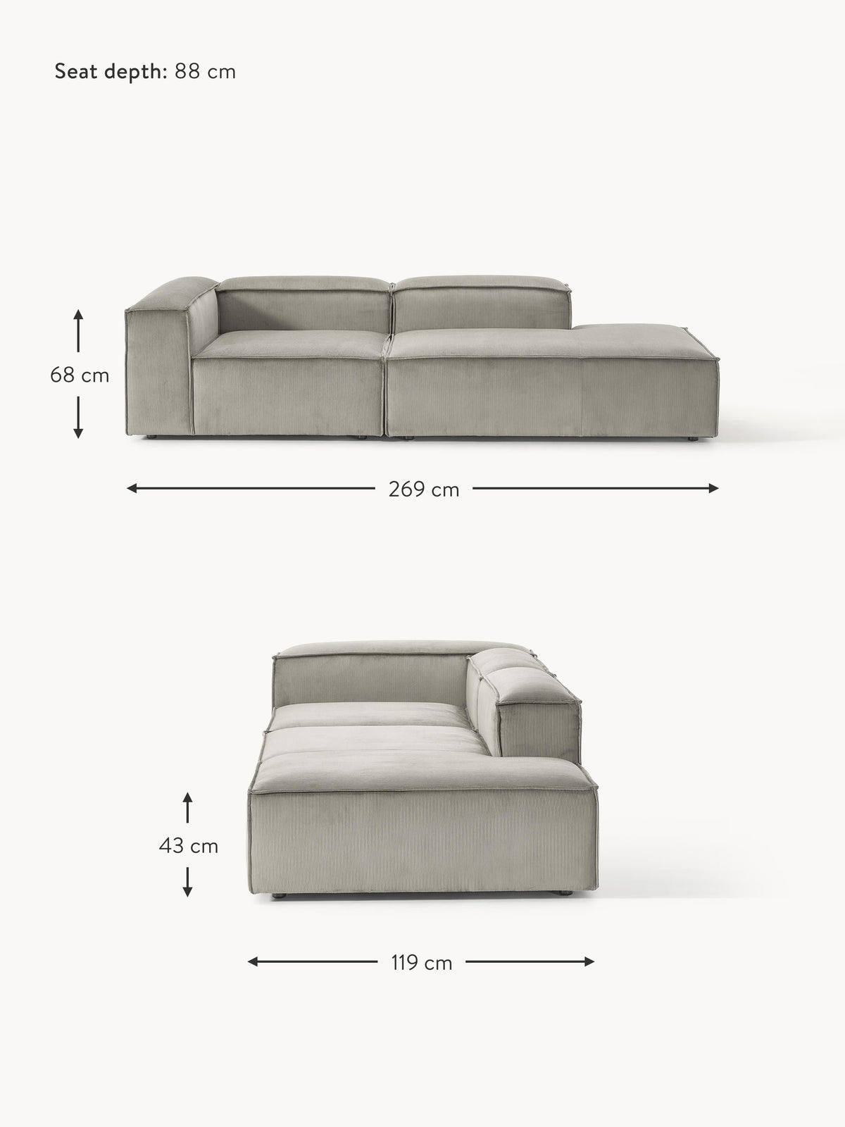 Lennon Corduroy Modular Ottoman