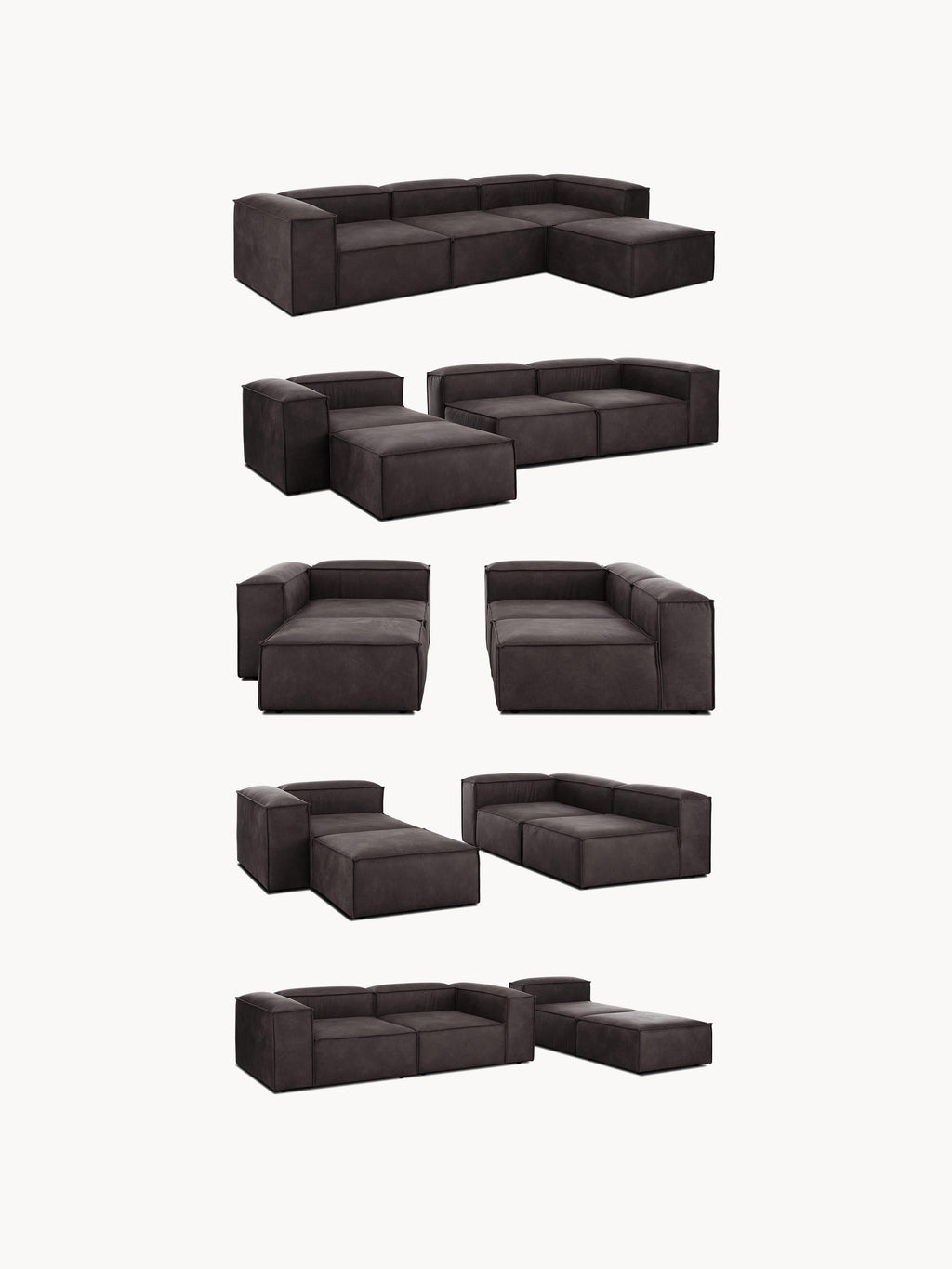 Lennon Modular Leather Sofa (4-seater) with Ottoman (left/right)