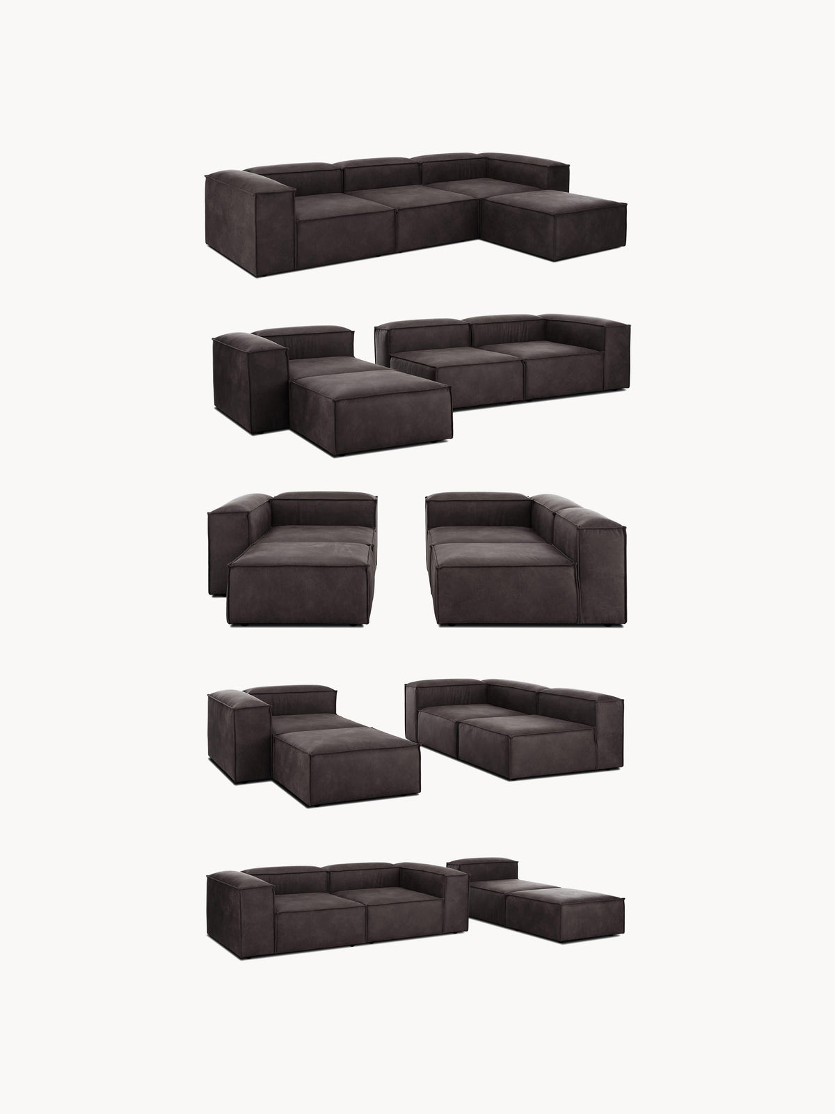 Lennon Modular Leather Sofa (4-seater) with Ottoman (left/right)