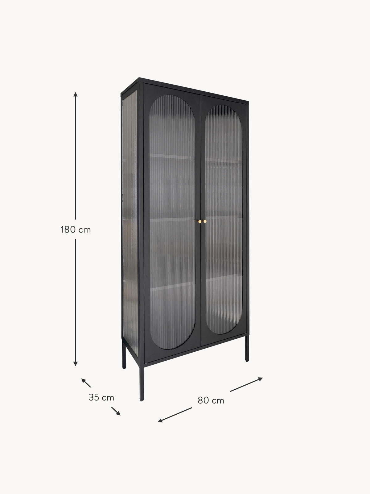 Adelaide Metal Display Cabinet with Grooved Glass