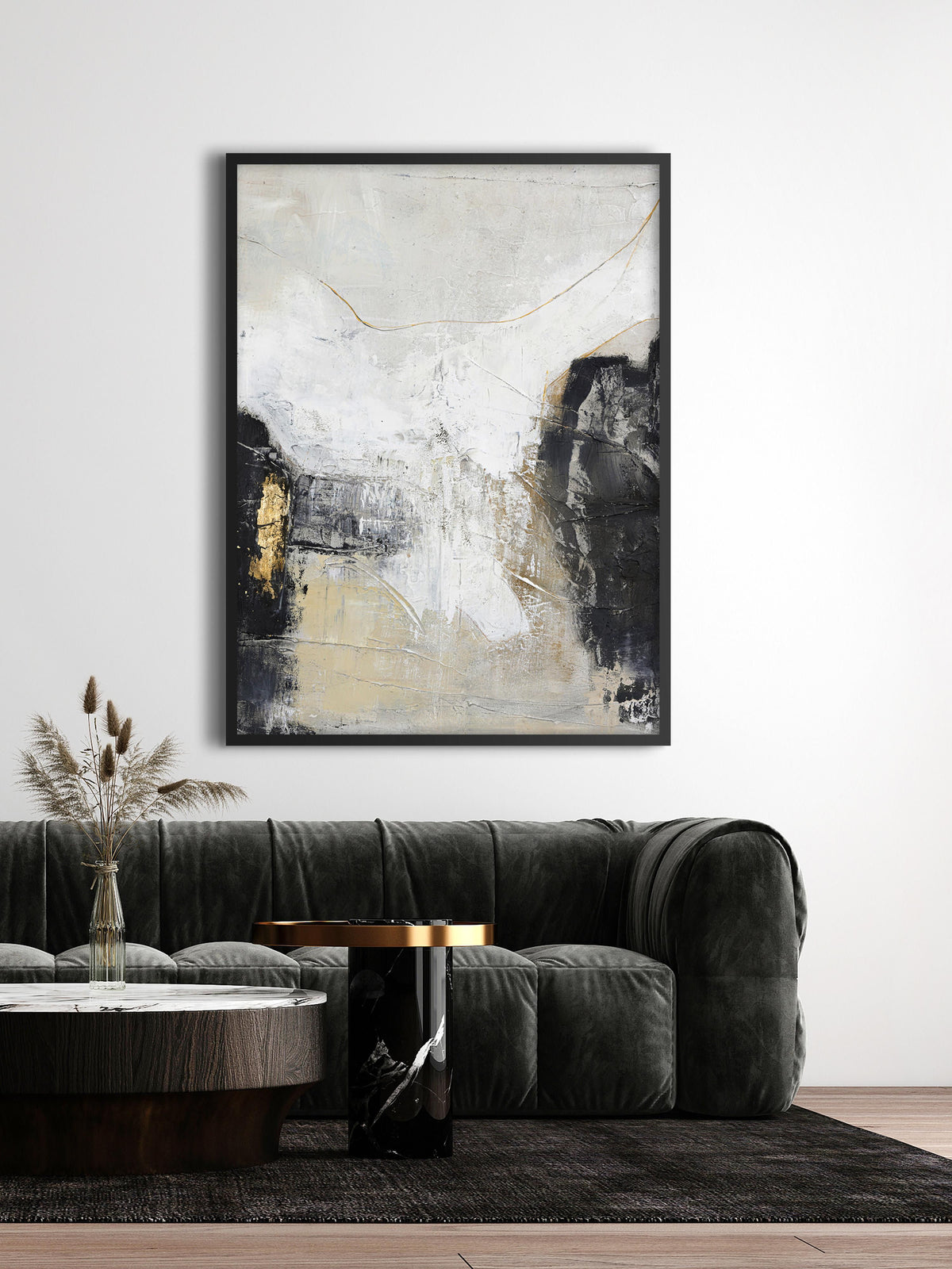 Noir Hand-Painted Canvas Art White