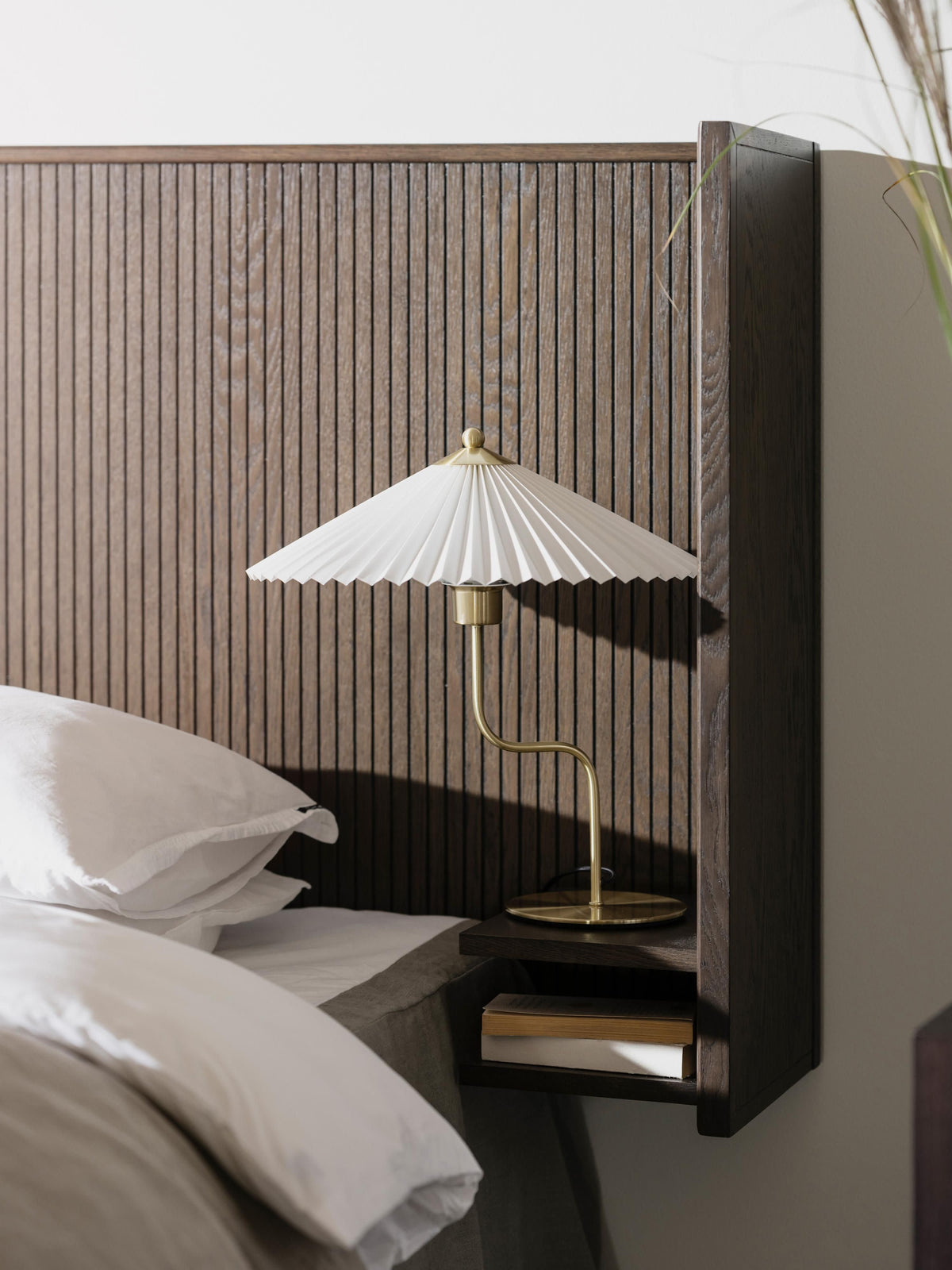 Redmond Oak Wood Headboard with Shelf
