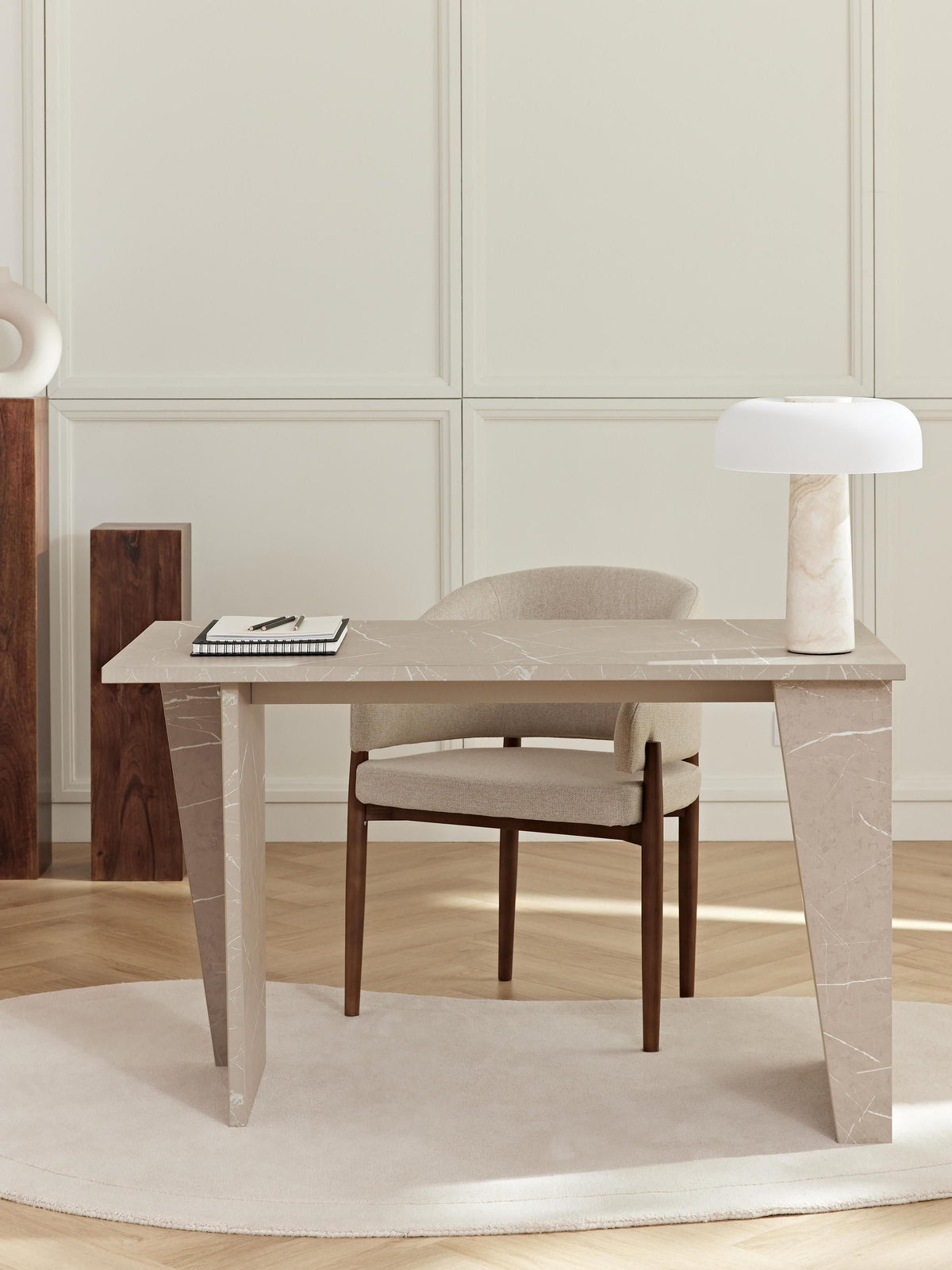 Liam Travertine Effect Desk