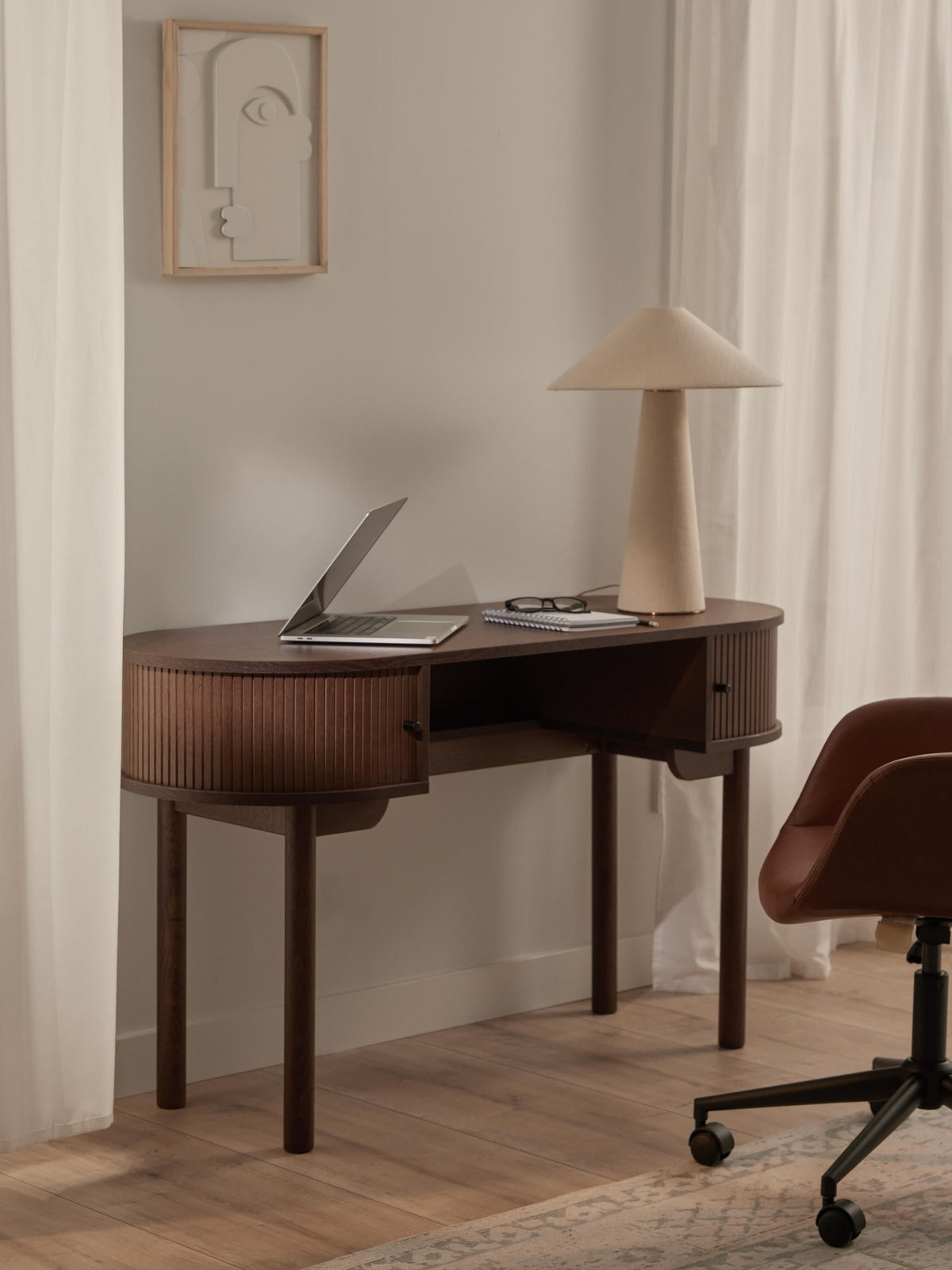 Calary Desk with Fluted Front