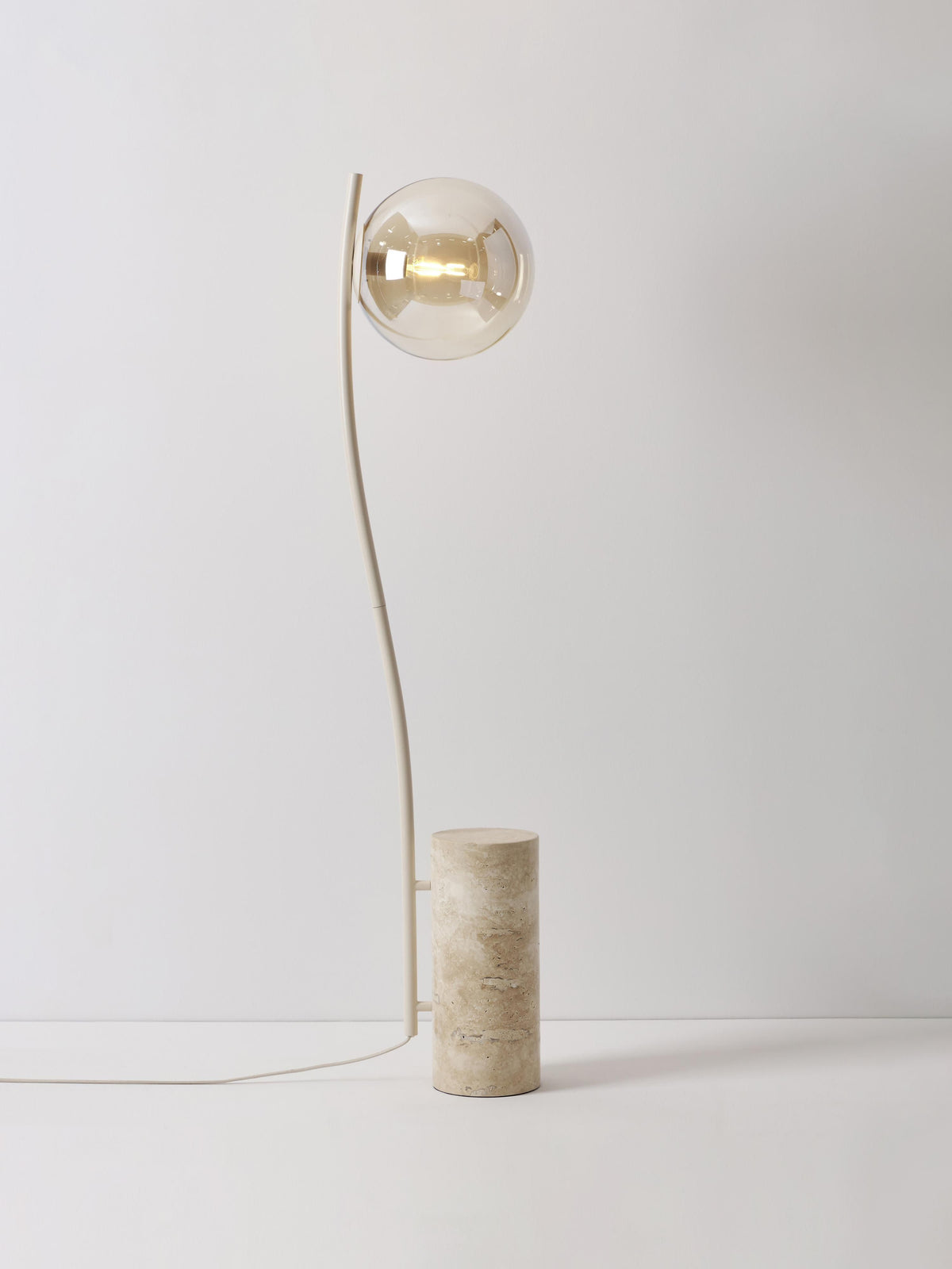 Cora Small Floor Lamp with Travertine Base