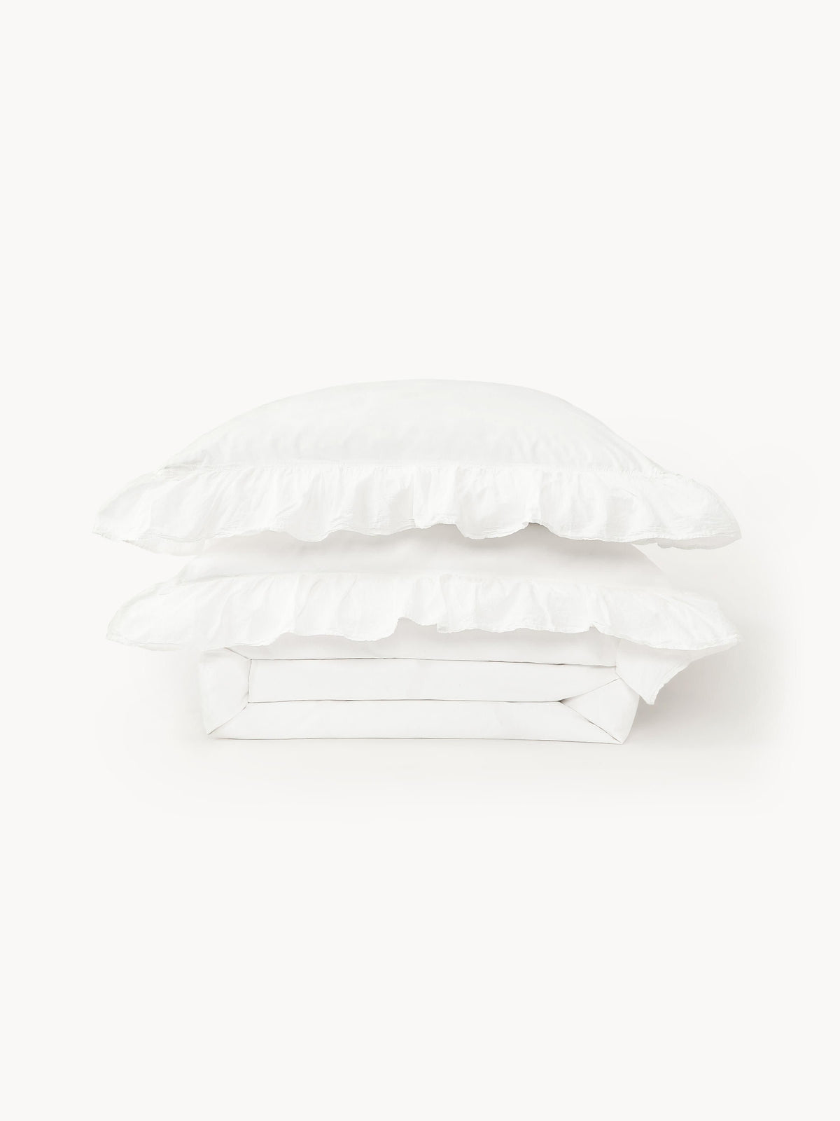 Louane Washed Cotton Percale Duvet Cover with Ruffles