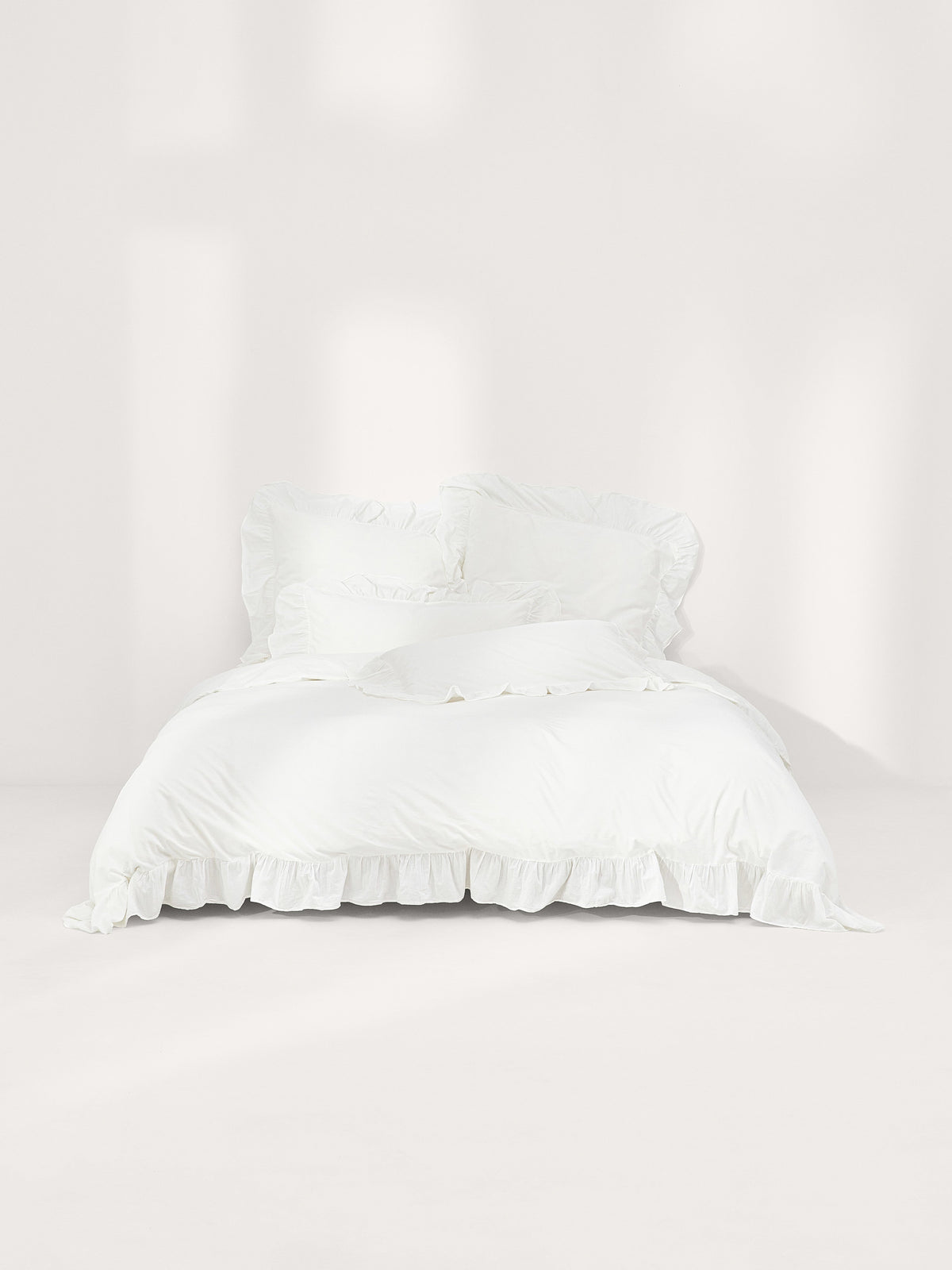 Louane Washed Cotton Percale Duvet Cover with Ruffles