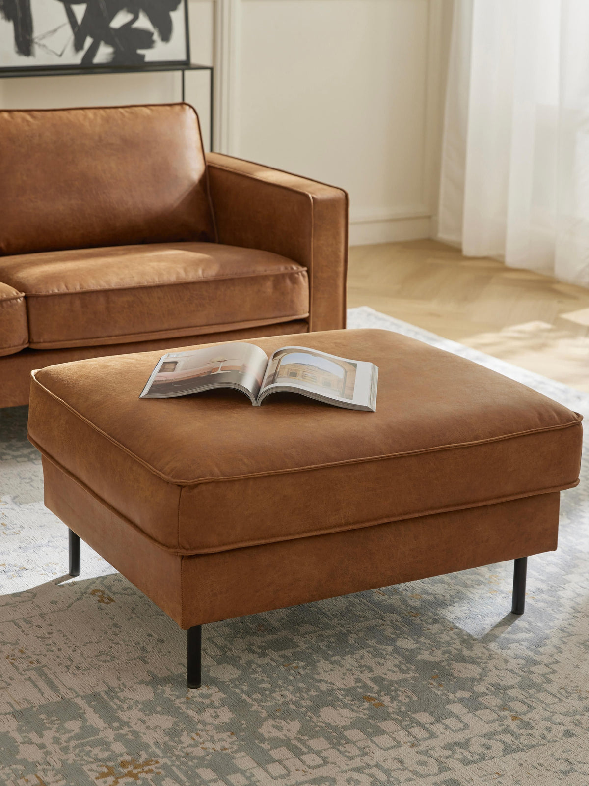 Hunter Leather Ottoman