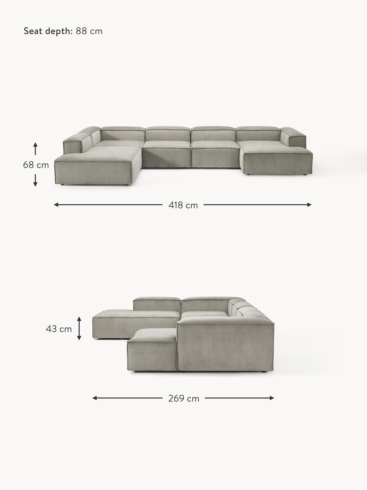 Lennon XL Corduroy Modular Sofa