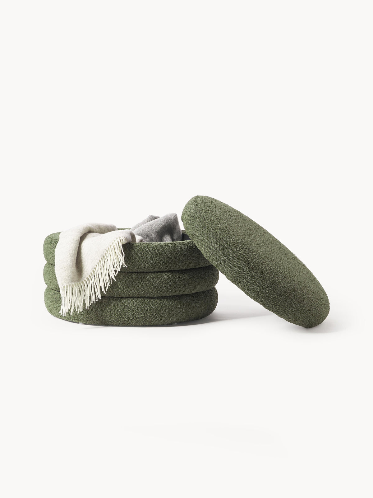 Alto XL Bouclé Upholstered Stool with Storage Space
