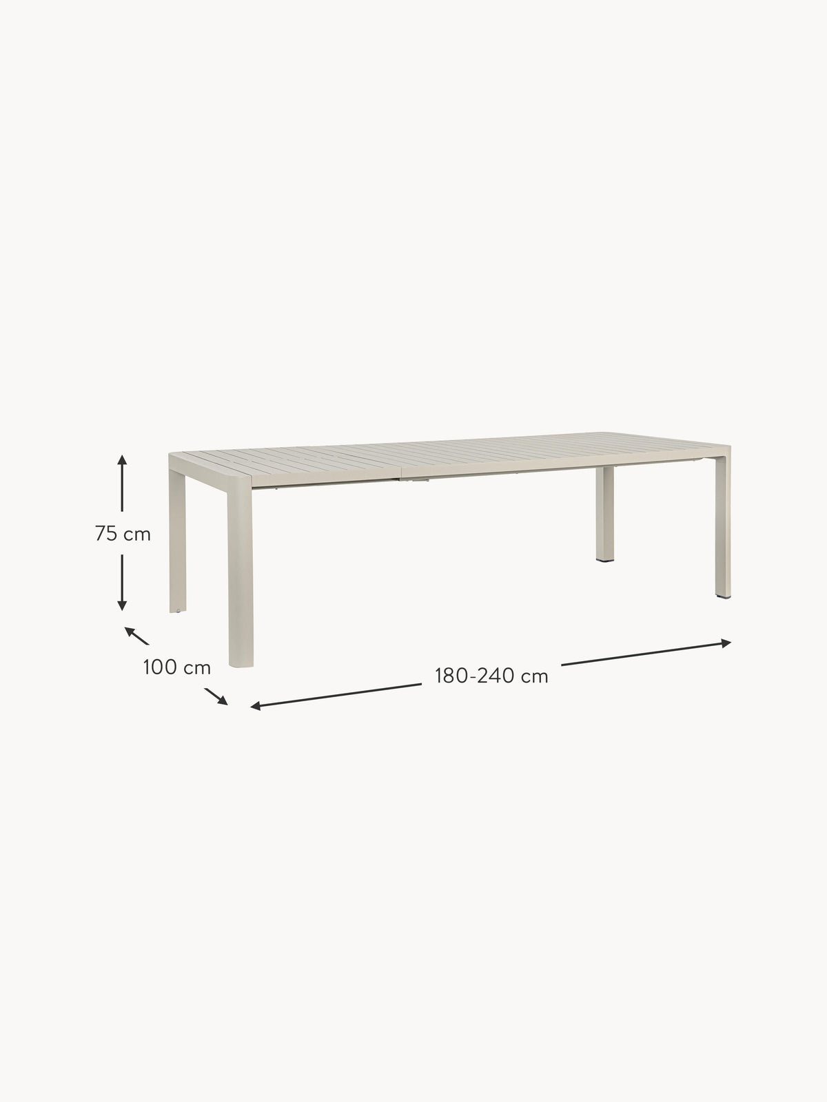 Kiplin Extendable Garden Table, 180 - 240 x 100 cm