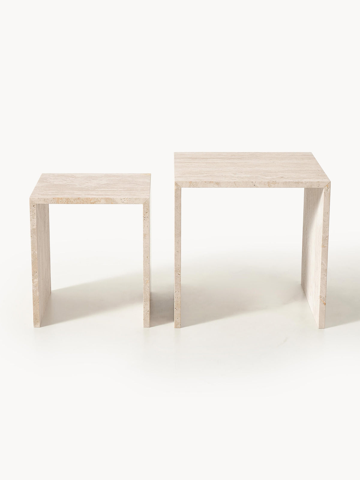 Varu Travertine Side Tables, Set of 2