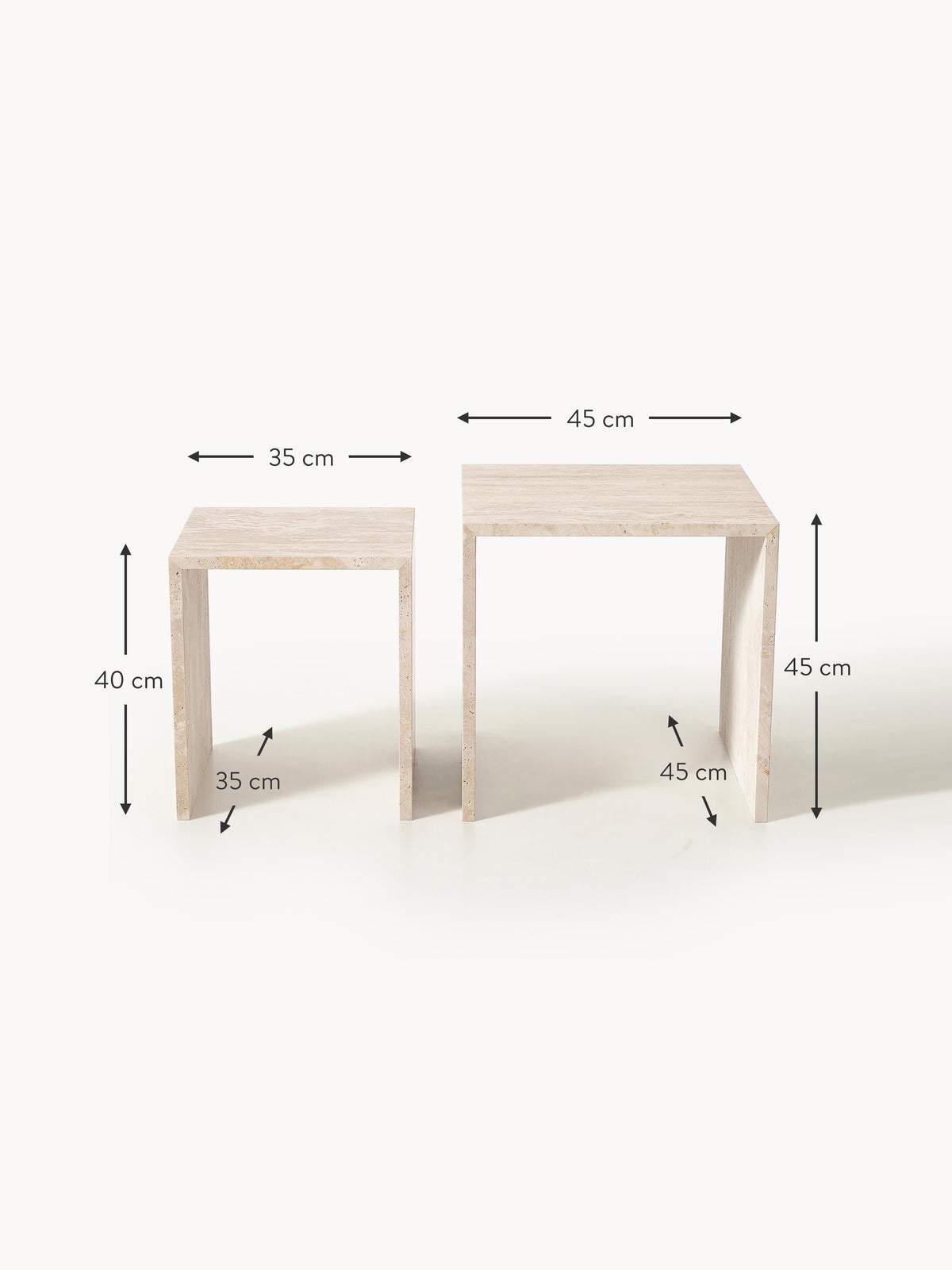 Varu Travertine Side Tables, Set of 2