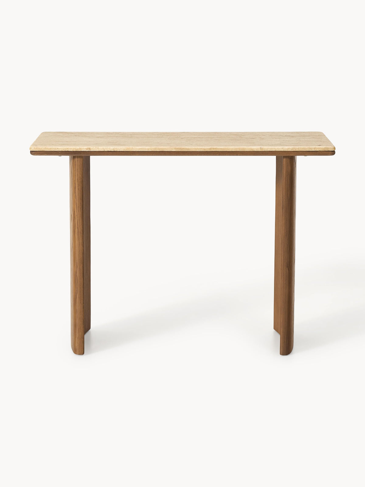 Chandler Oak Wood Console Table with Travertine Table Top