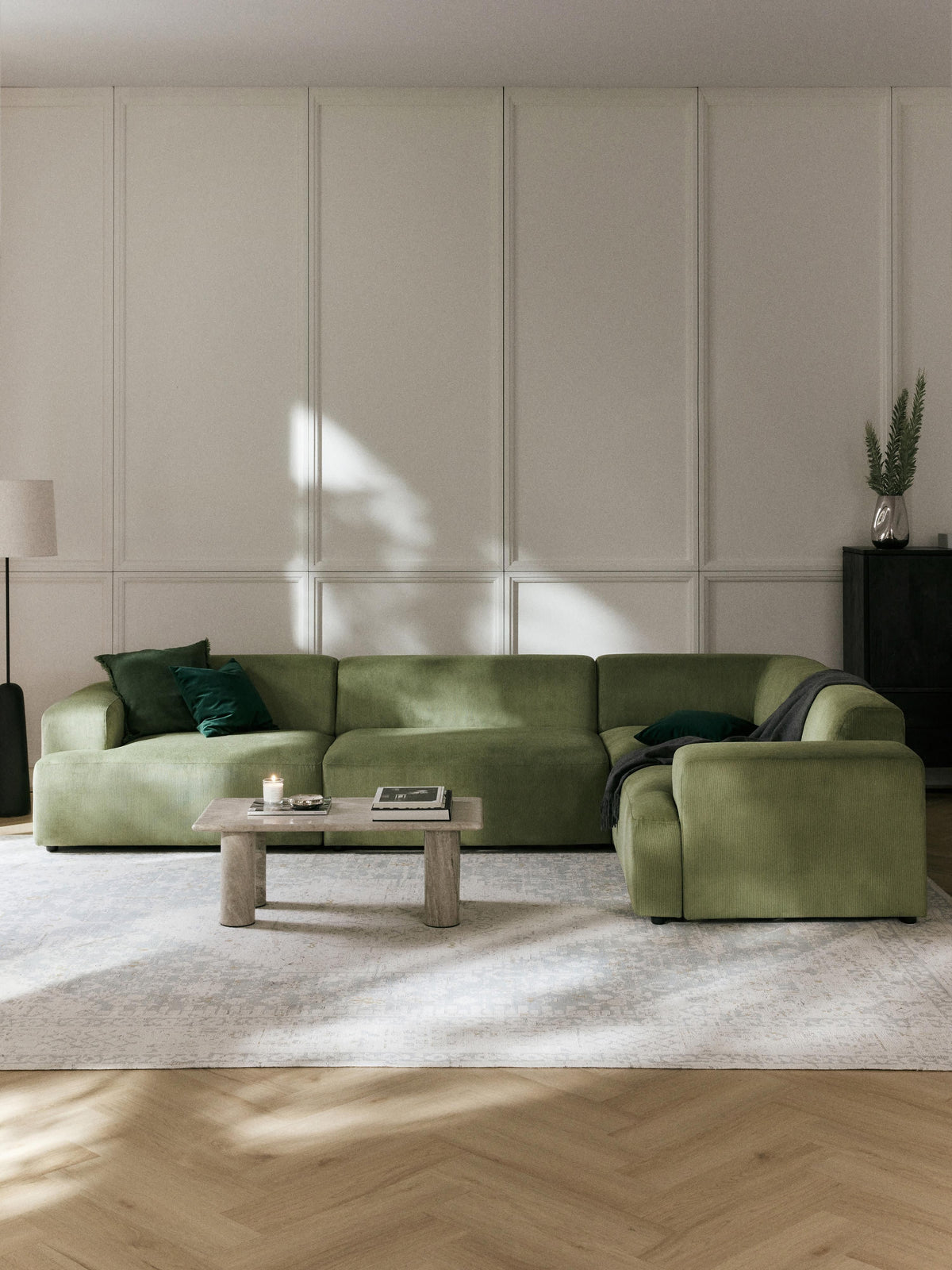 Melva Large Corduroy Corner Sofa (4-seater)