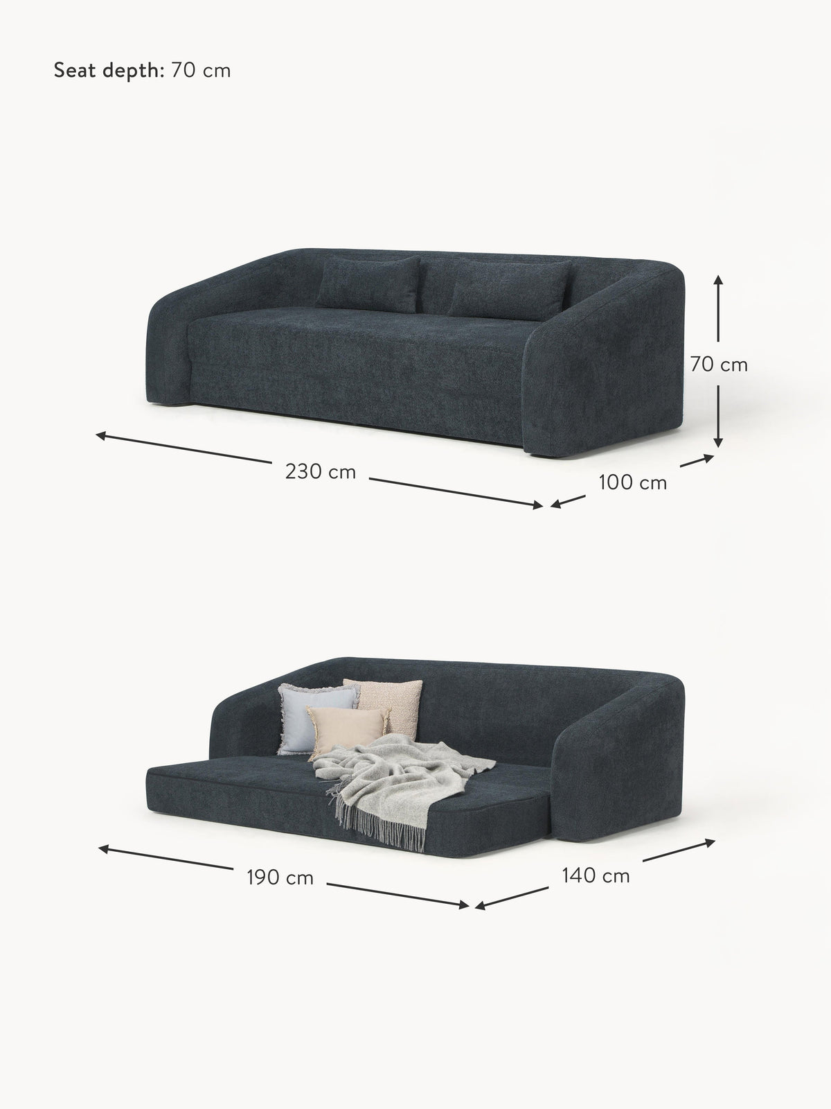 Eliot Teddy Bouclé Sofa Bed (3-seater)