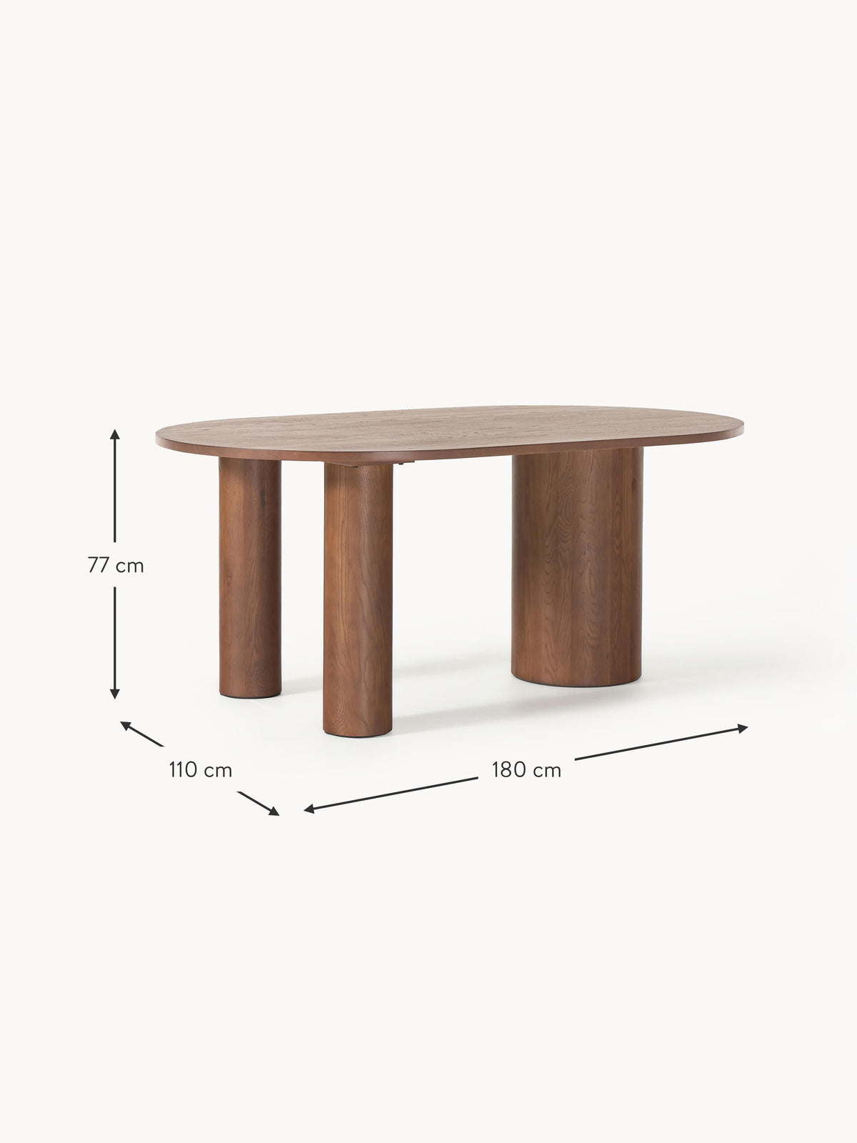 Dunia Oval Oak Wood Dining Table, in various sizes