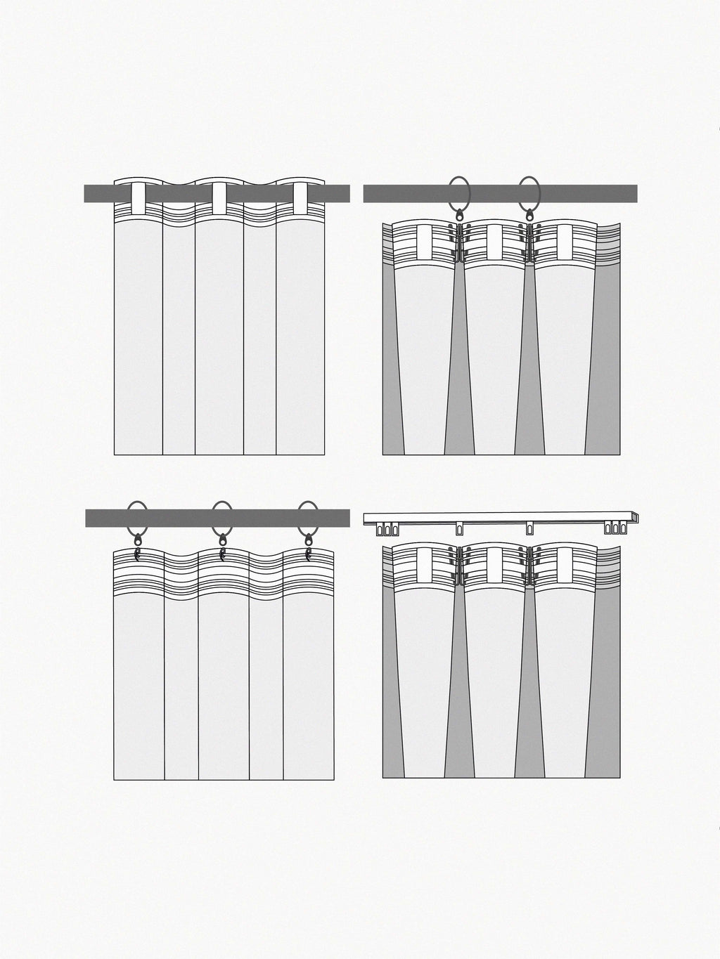 Asher Blackout Multi-Band Curtains, Set of 2, W 140 cm