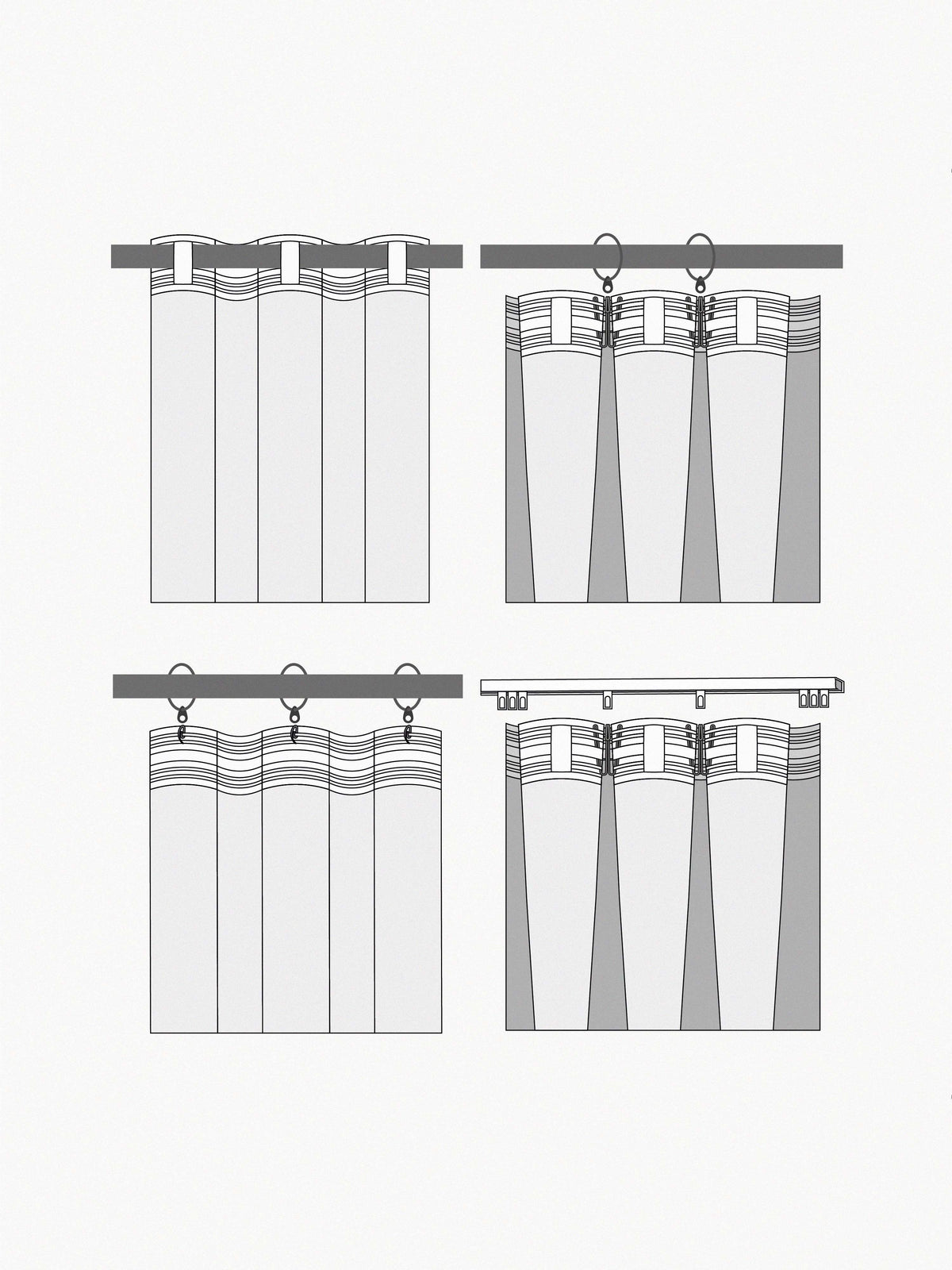 Asher Blackout Multi-Band Curtains, Set of 2, W 140 cm