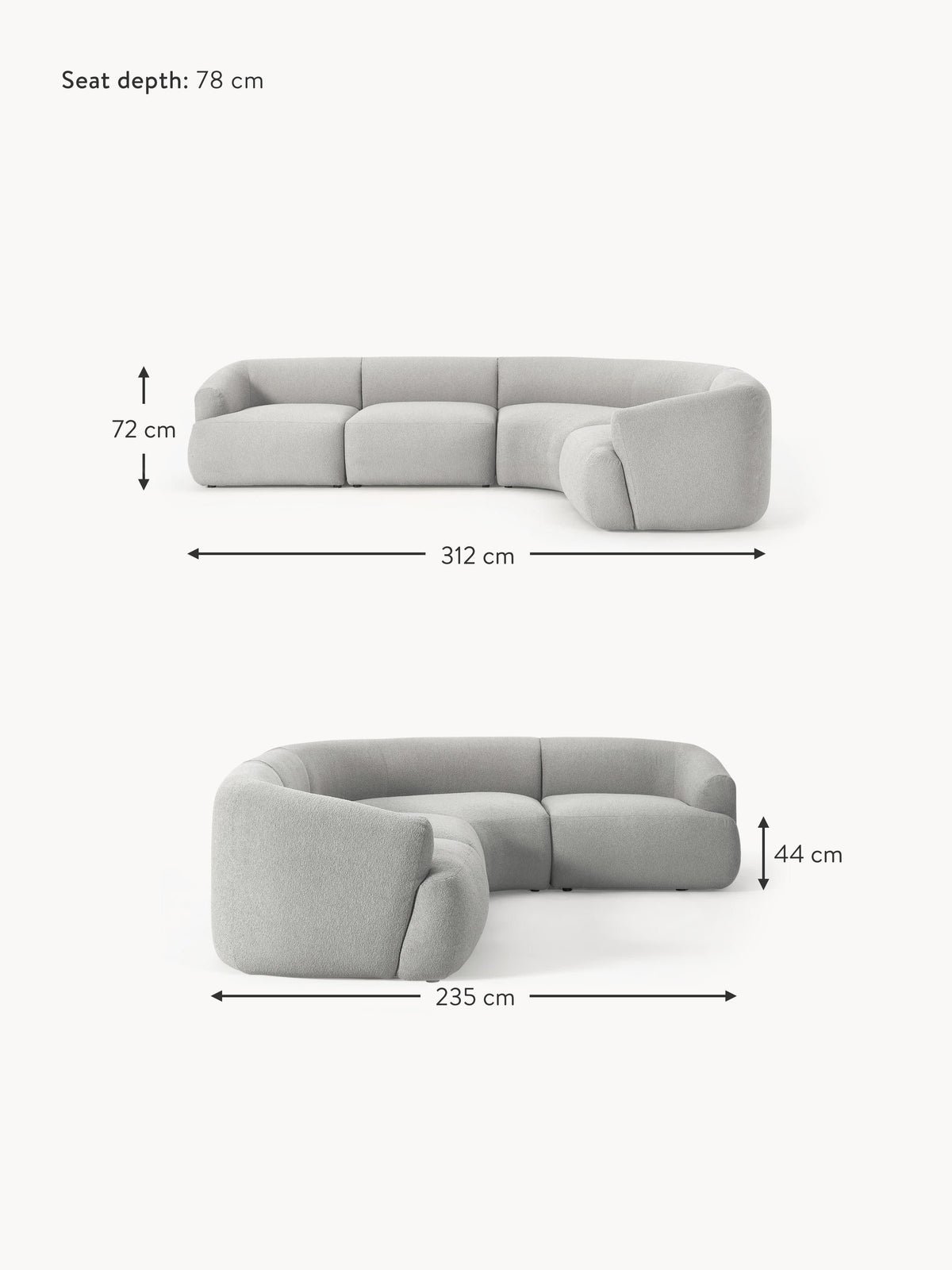 Sofia Modular Bouclé Corner Sofa (4-seater)