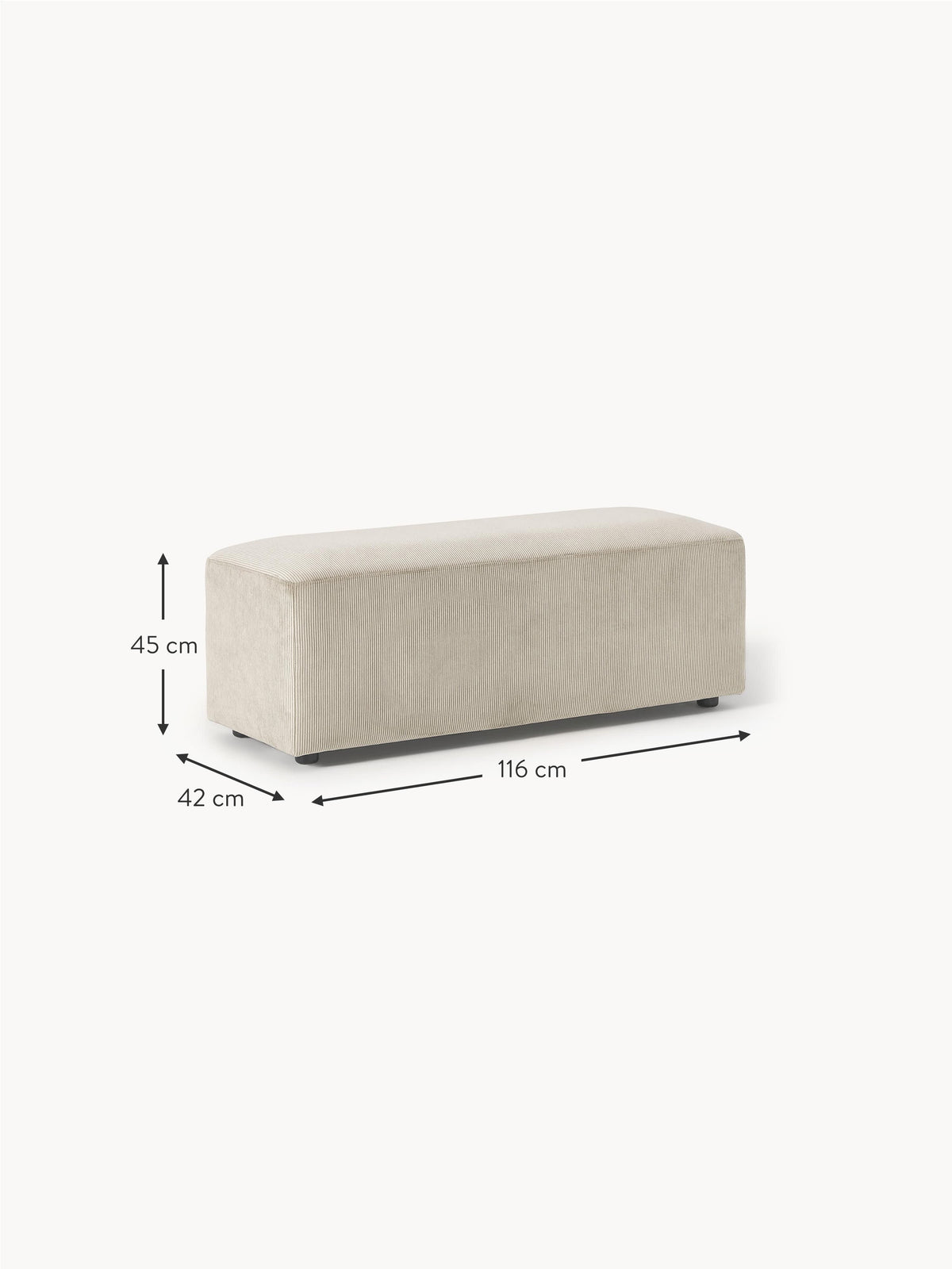 Melva XL Corduroy Ottoman, W 116 x D 42 cm