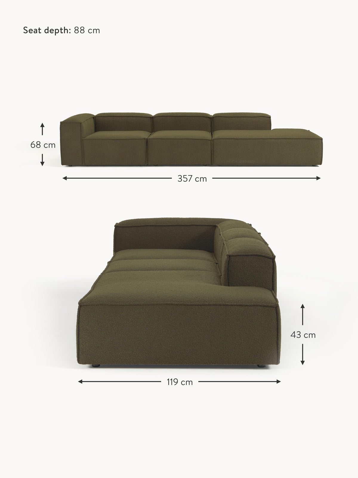 Lennon Bouclé Modular XL Ottoman