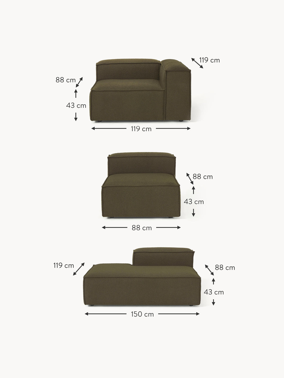 Lennon Bouclé Modular XL Ottoman