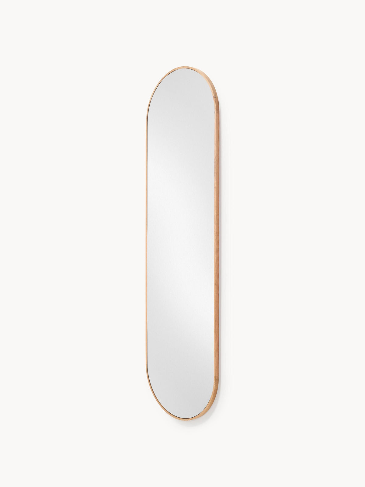 Avery Oval Full-Length Wall Mirror with Oak Wood Frame