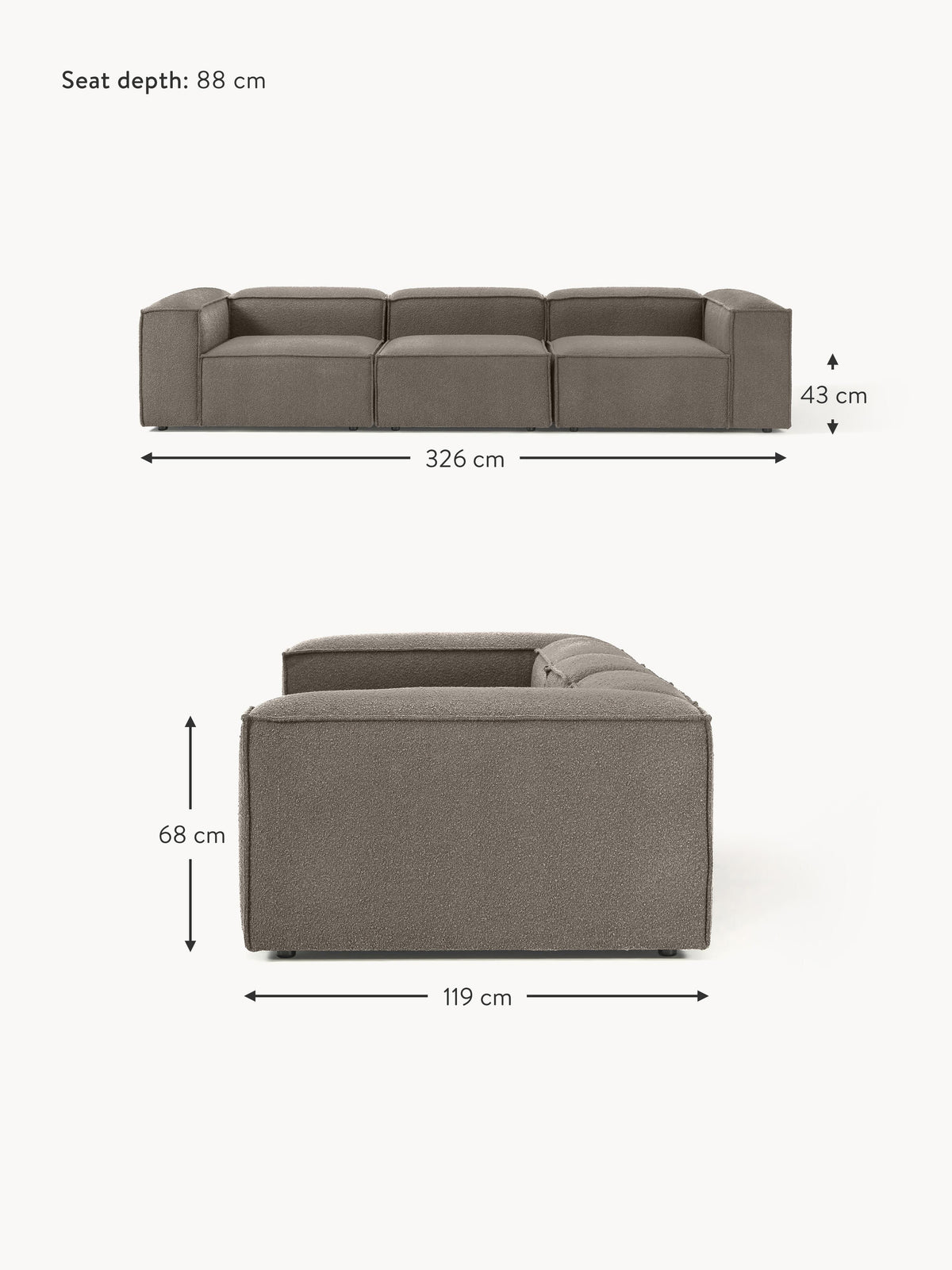 Lennon Bouclé Modular Sofa (4-seater)