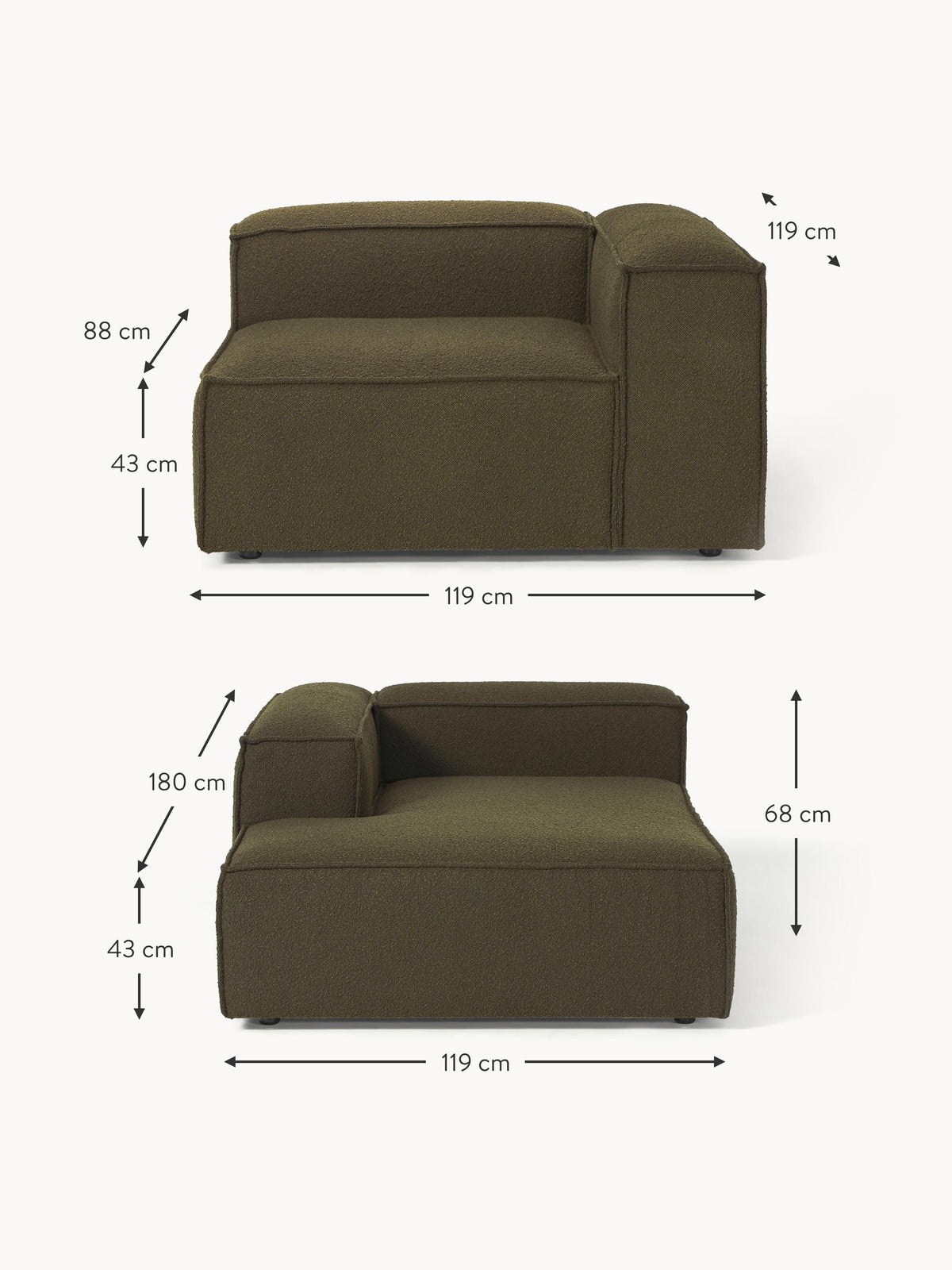 Lennon Bouclé Modular Corner Sofa (3-seater)