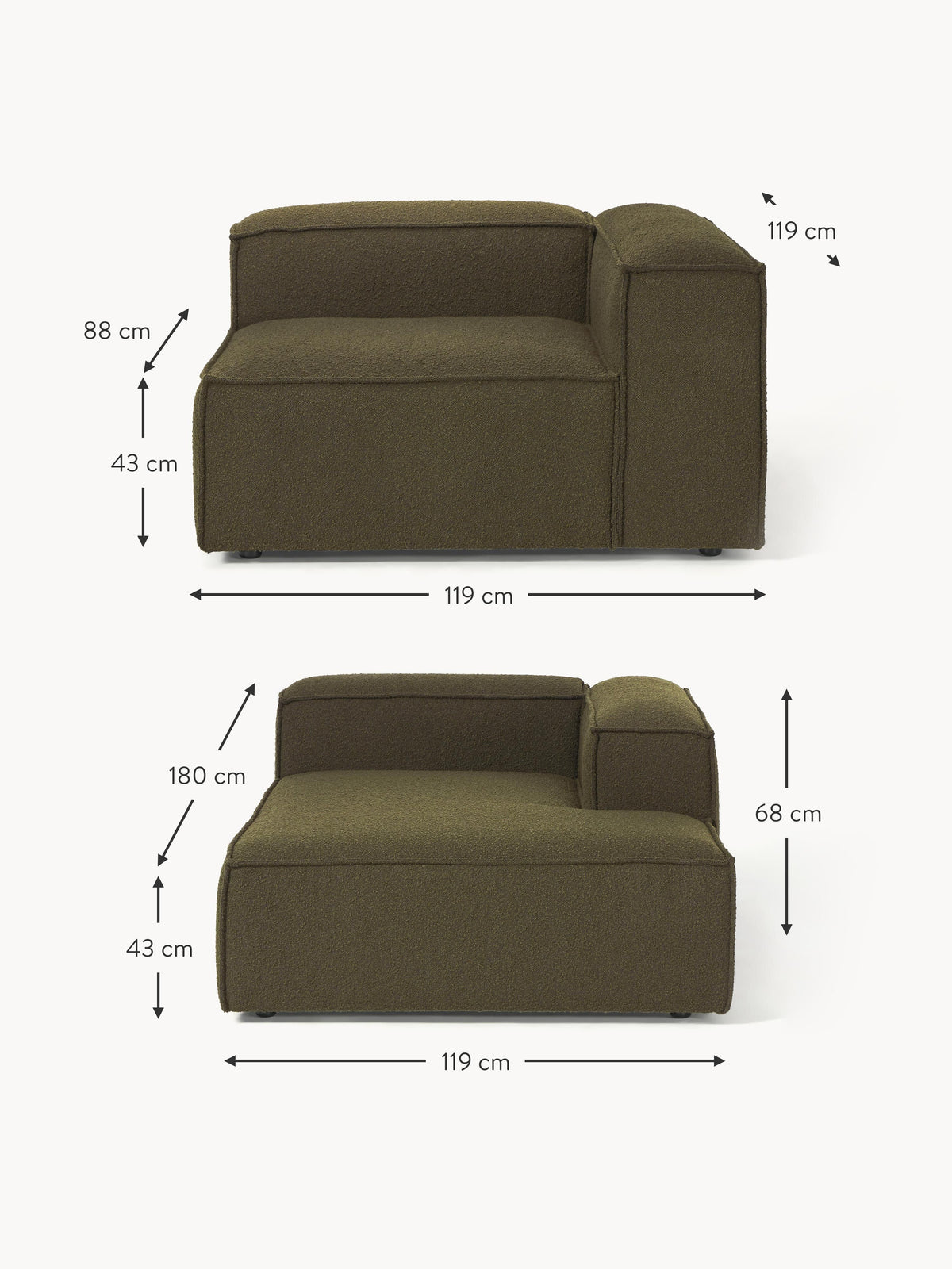 Lennon Bouclé Modular Corner Sofa (3-seater)