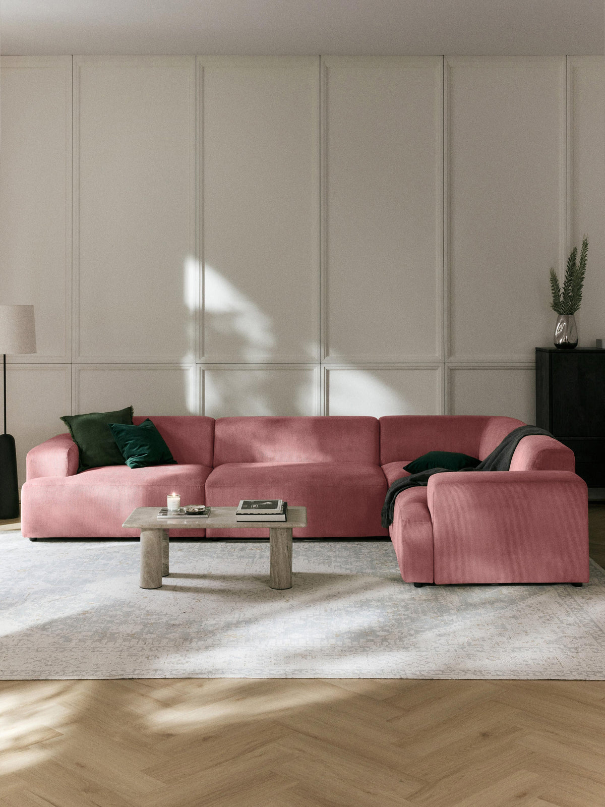 Melva Large Corduroy Corner Sofa (4-seater)