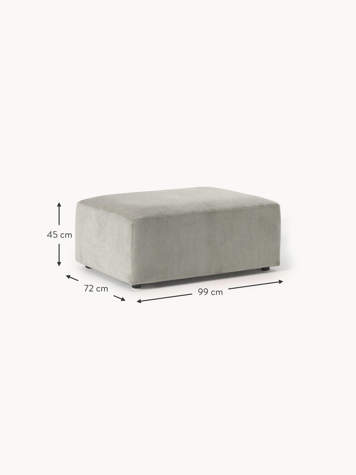 Melva Corduroy Ottoman, W 99 x D 72 cm