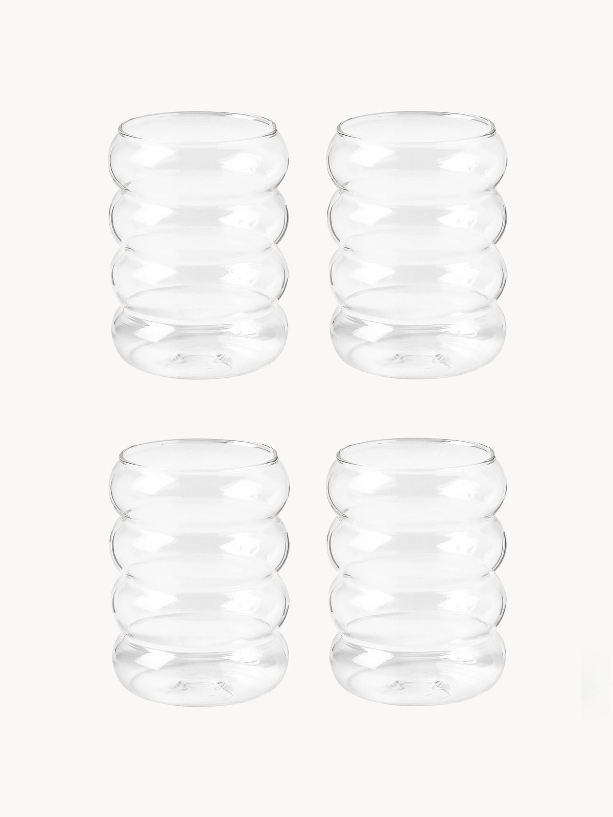Bubbly Mouth-Blown Borosilicate Tumblers, Set of 4