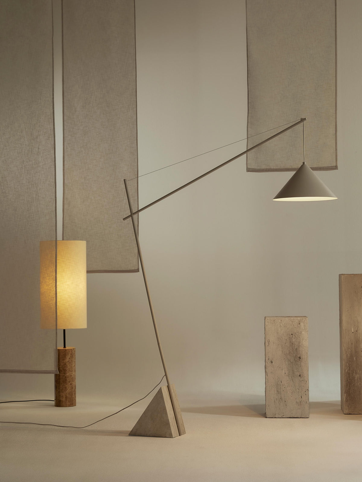 Reyna Large Reading Lamp with Travertine Base