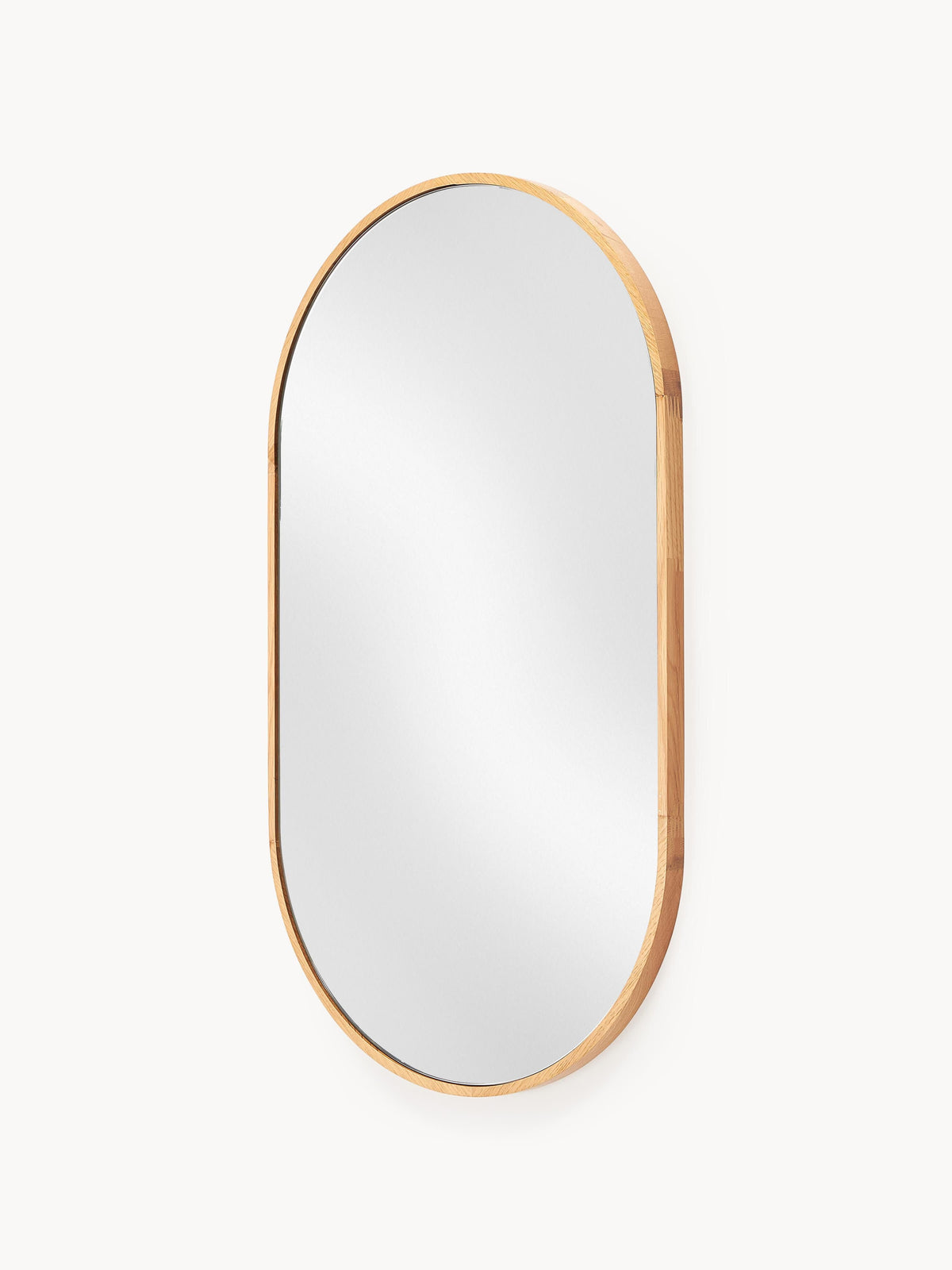 Avery Oval Wall Mirror with Oak Wood Frame