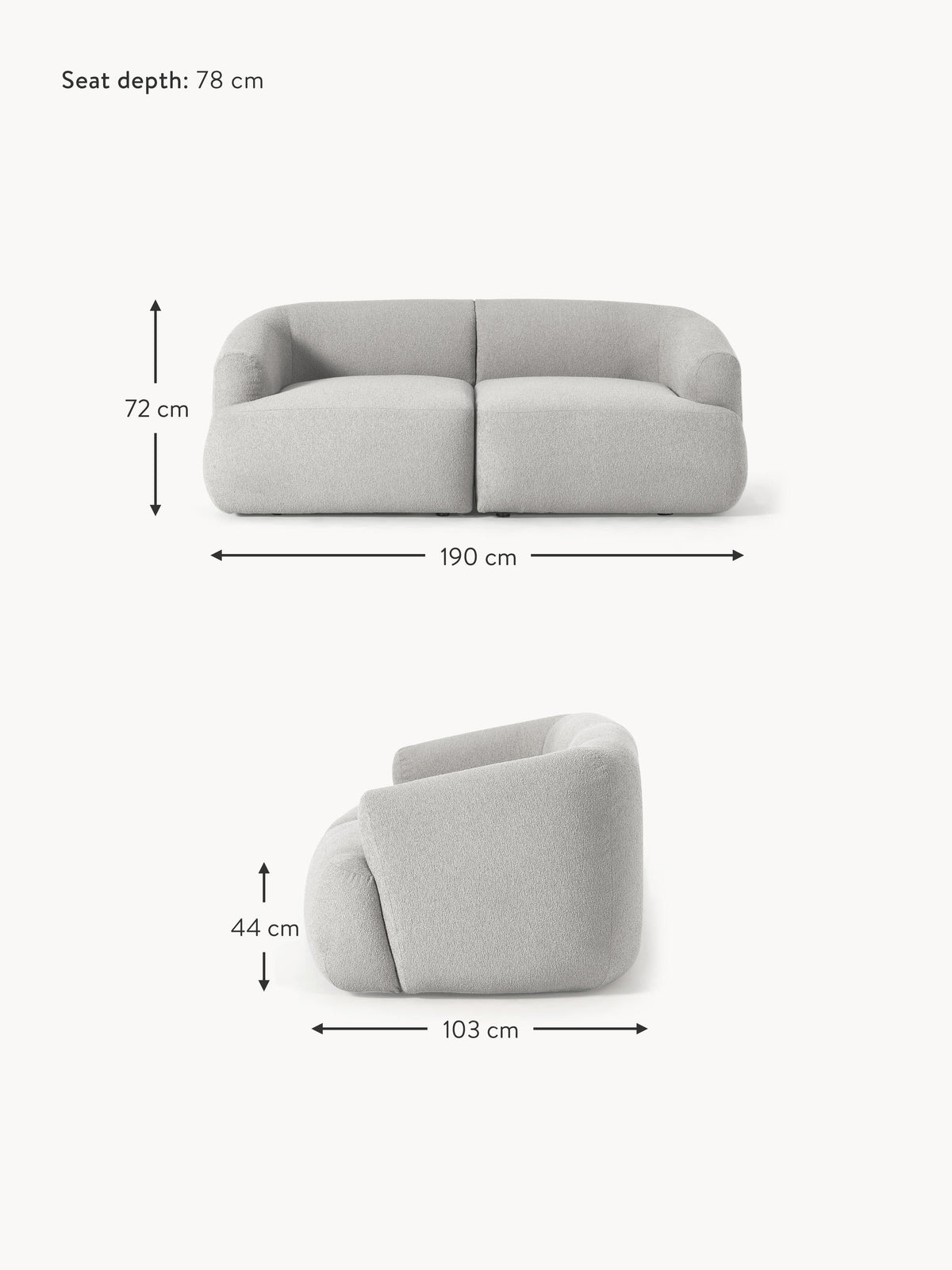 Sofia Modular Bouclé Sofa (2-seater)