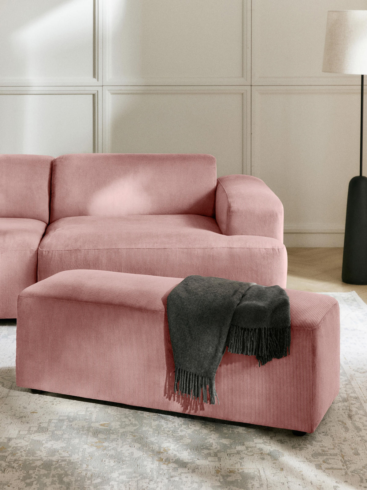 Melva Corduroy Ottoman, W 99 x D 42 cm